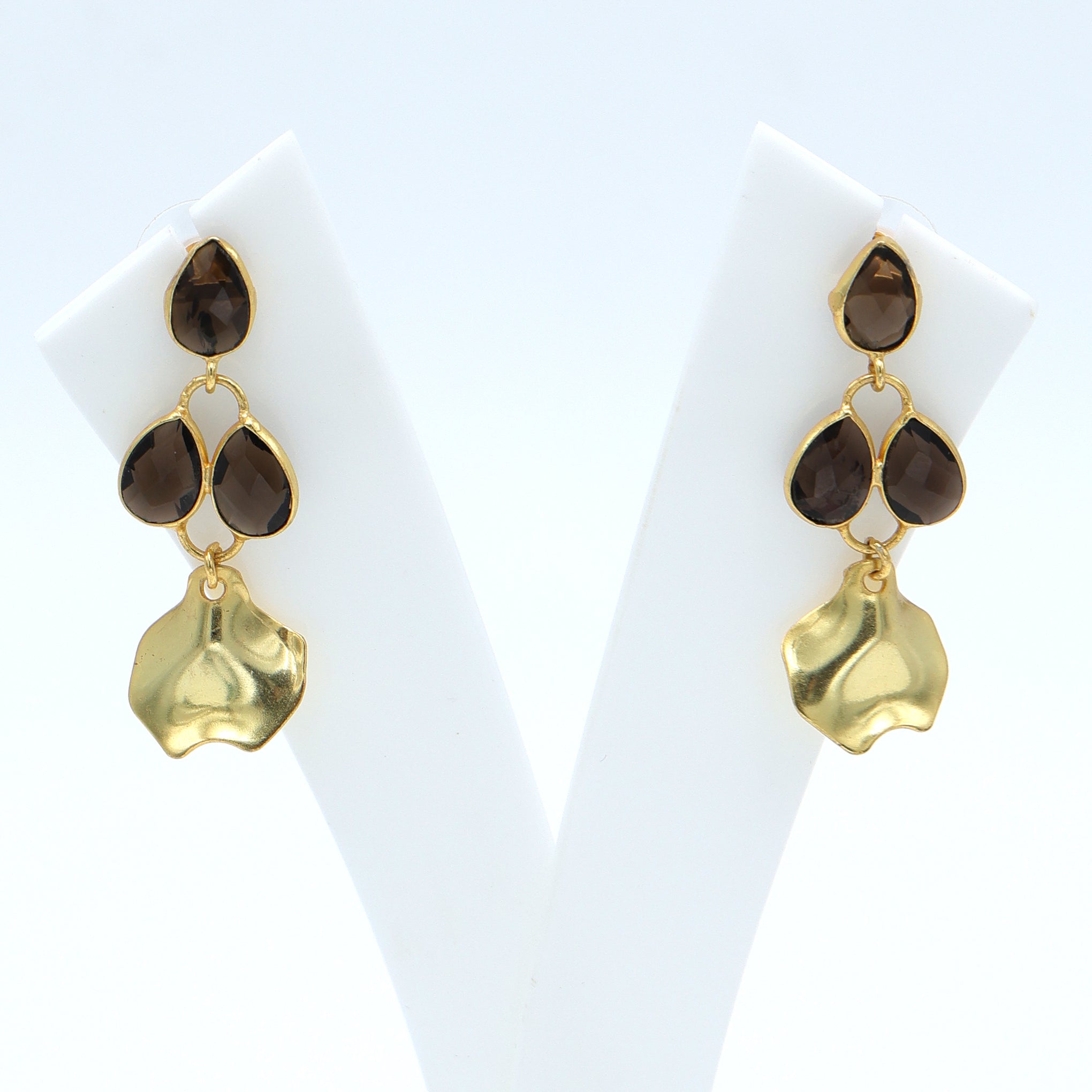 DuaSmokyPearEarringsGoldPlatedHandcraftedJewelryforWomen