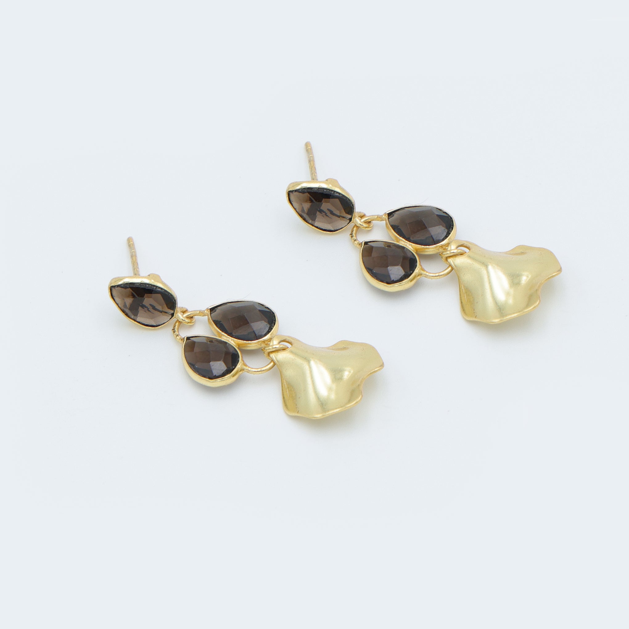 DuaSmokyPearEarringsGoldPlatedHandcraftedJewelryforWomen