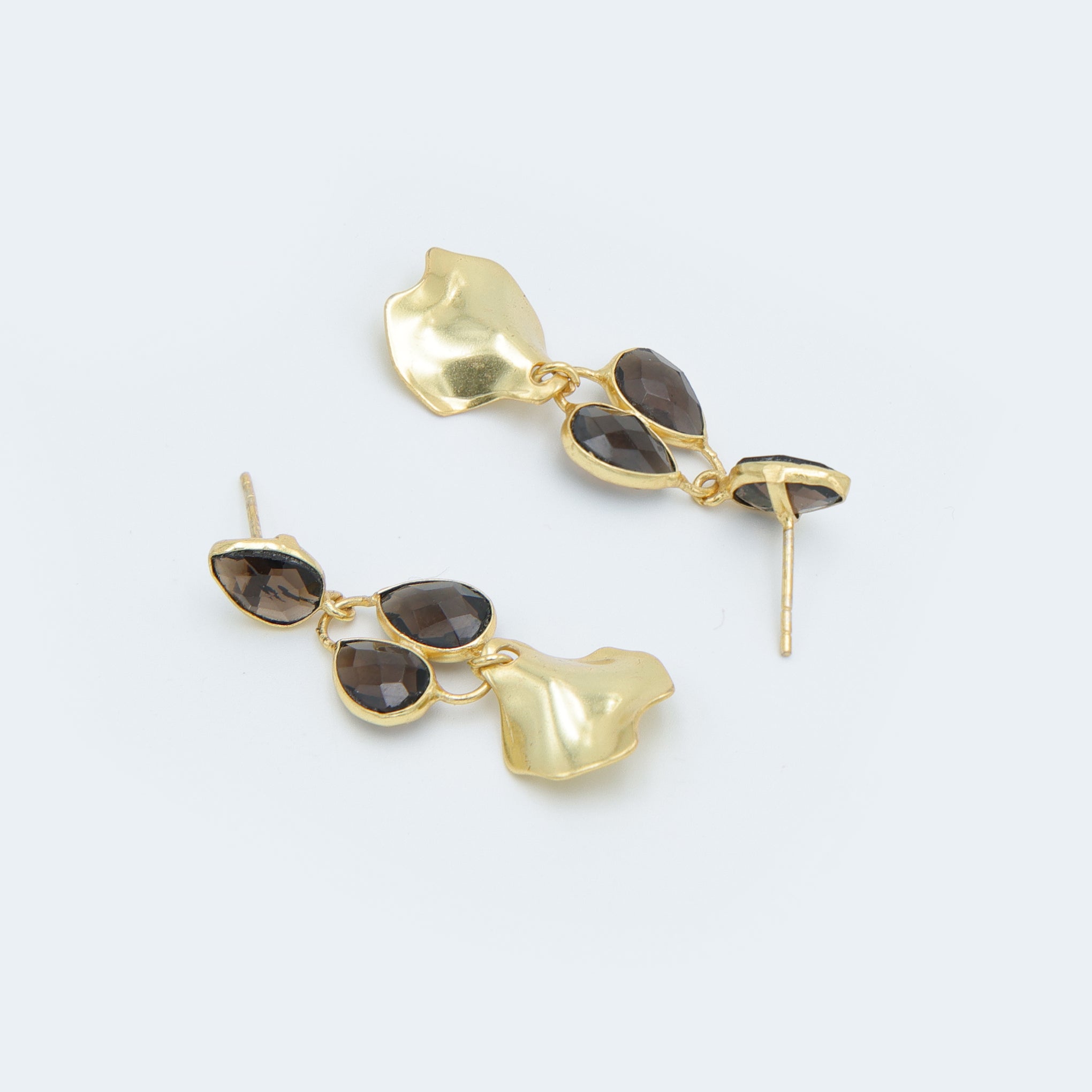 DuaSmokyPearEarringsGoldPlatedHandcraftedJewelryforWomen