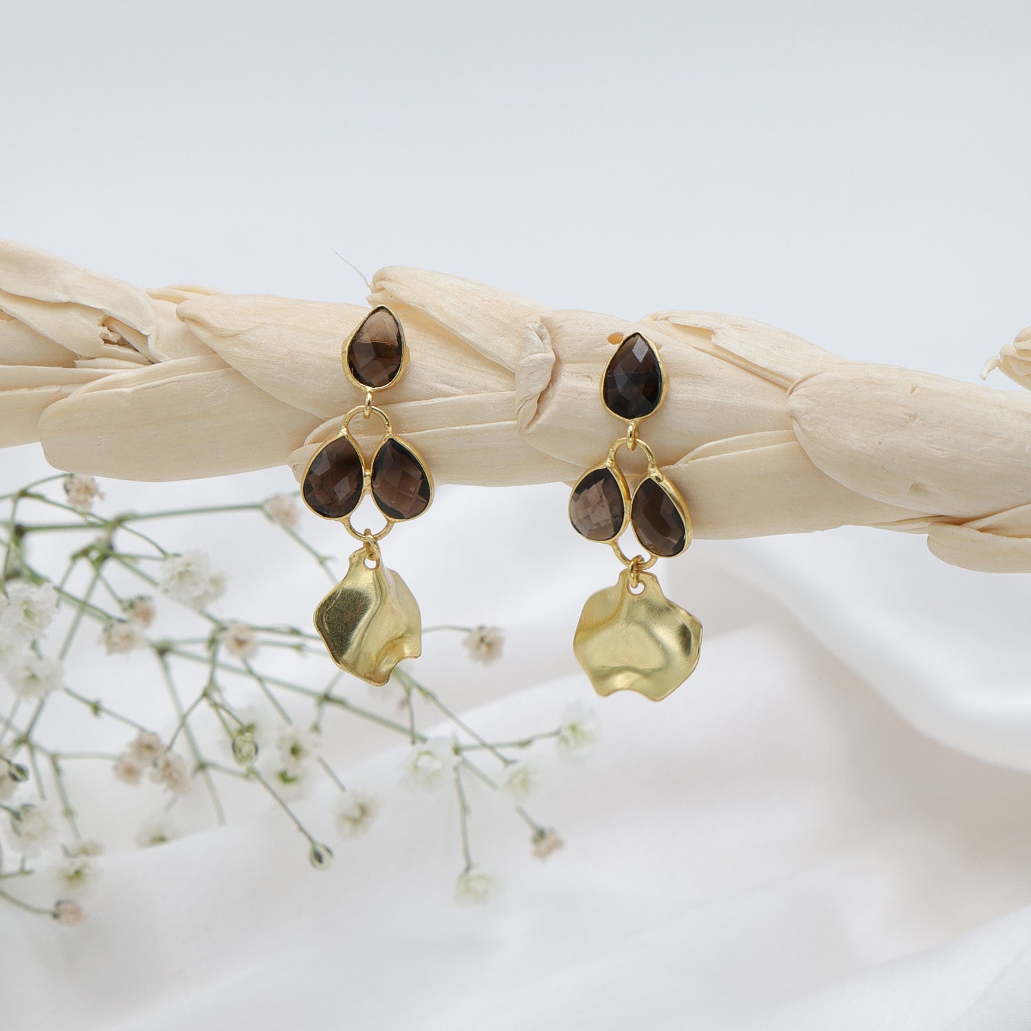 DuaSmokyPearEarringsGoldPlatedHandcraftedJewelryforWomen