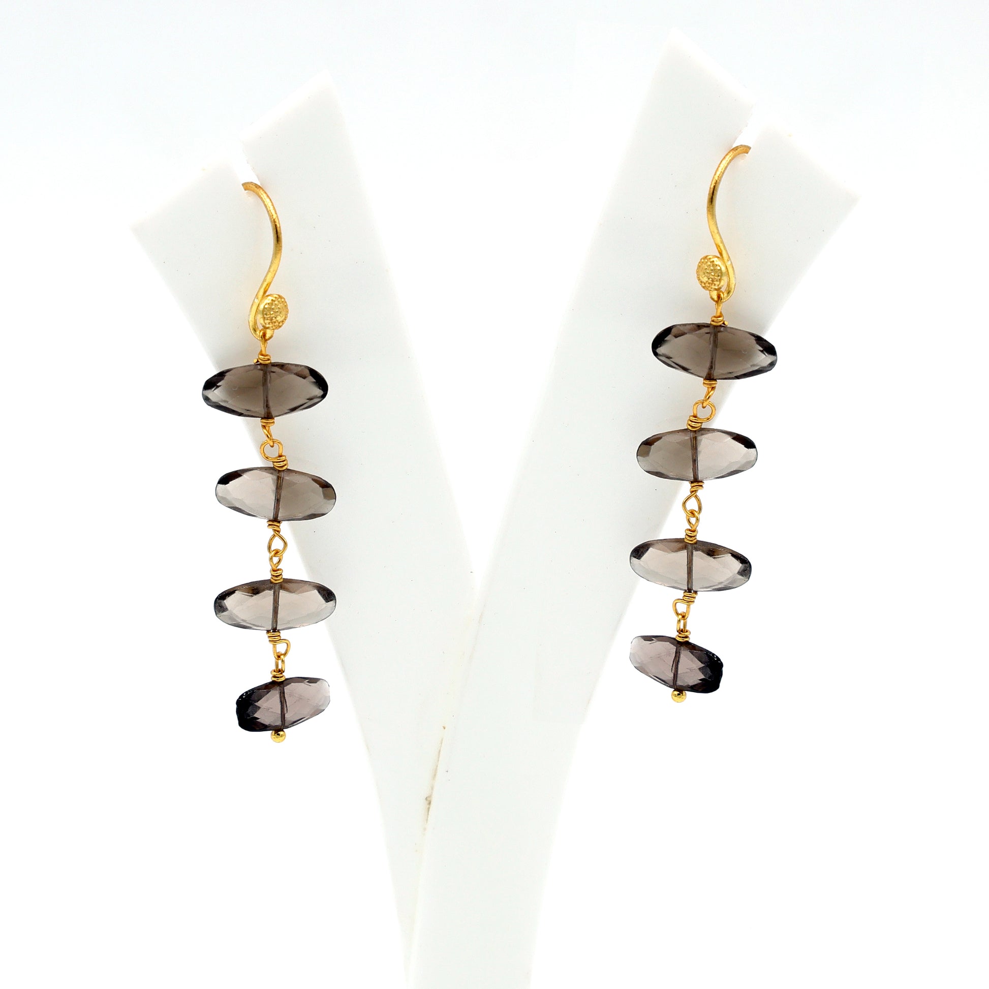 DuaSmokyQuartzOvalEarrings_HandcraftedGold-PlatedJewelry