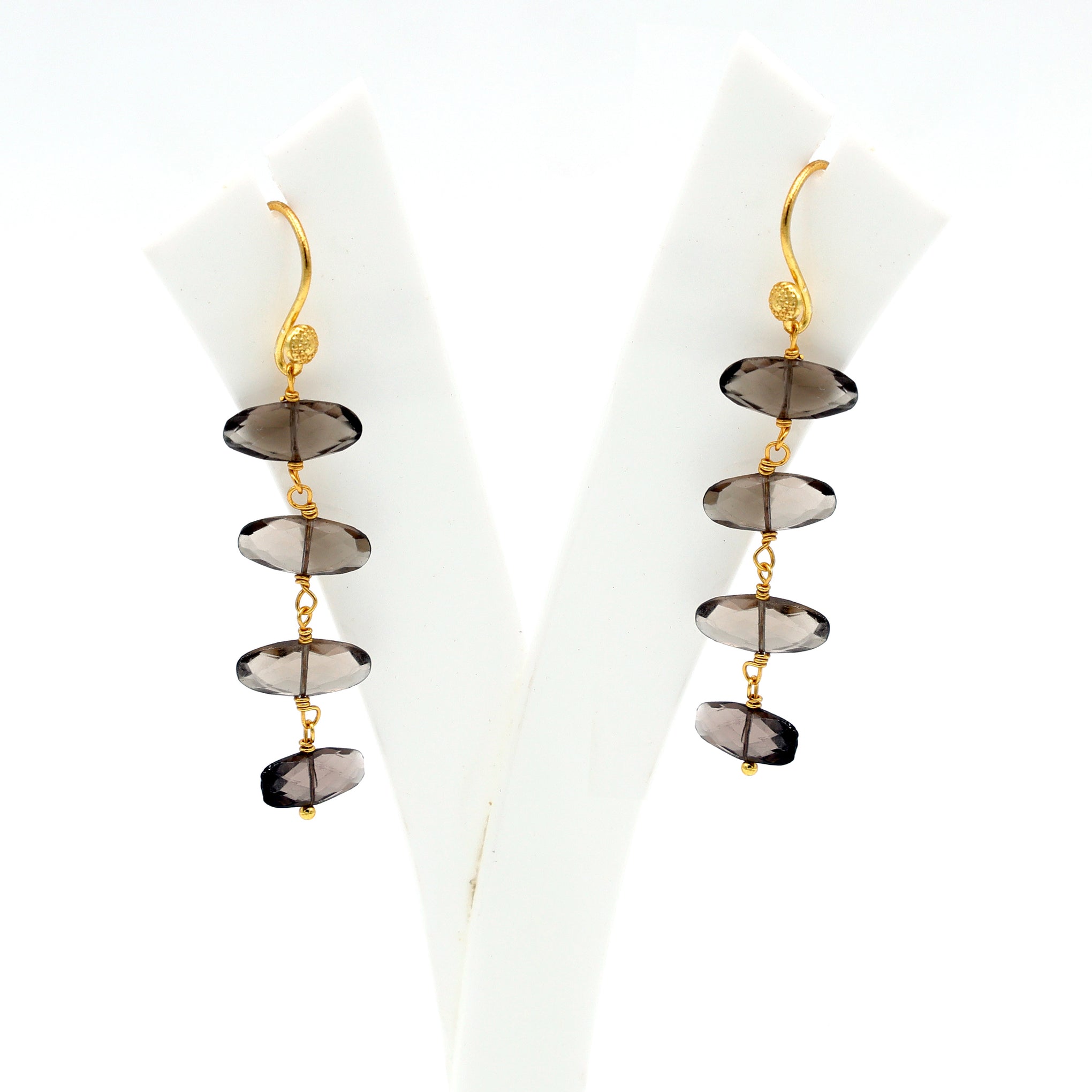 DuaSmokyQuartzOvalEarrings_HandcraftedGold-PlatedJewelry