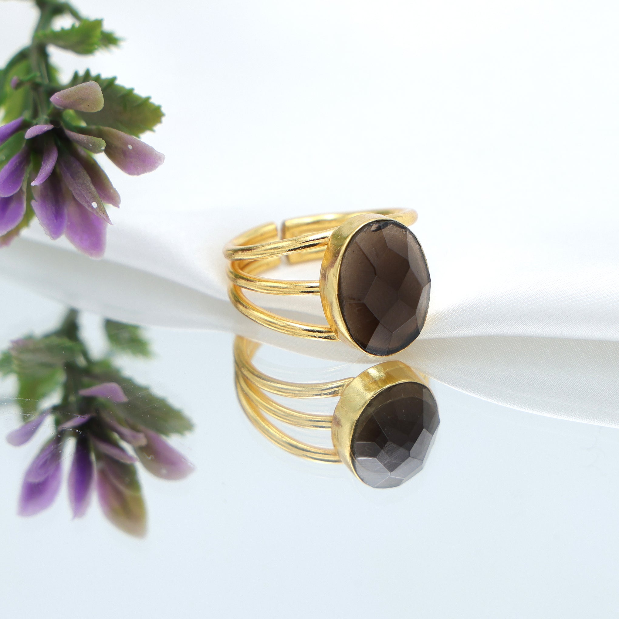 Dua Smoky Quartz Ring – Sophisticated Brown Gemstone Statement Ring - Dua Online