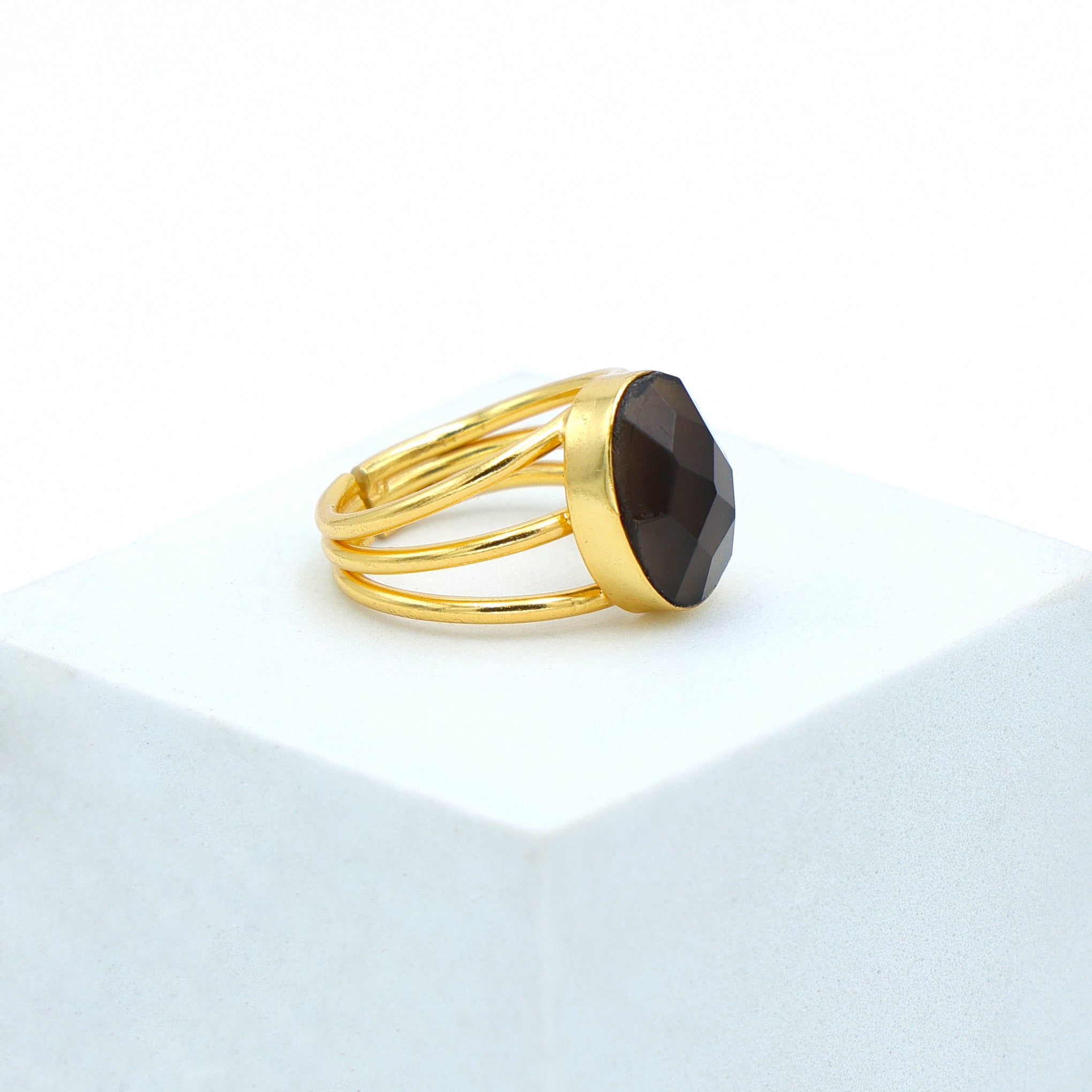 Dua Smoky Quartz Ring – Sophisticated Brown Gemstone Statement Ring - Dua Online