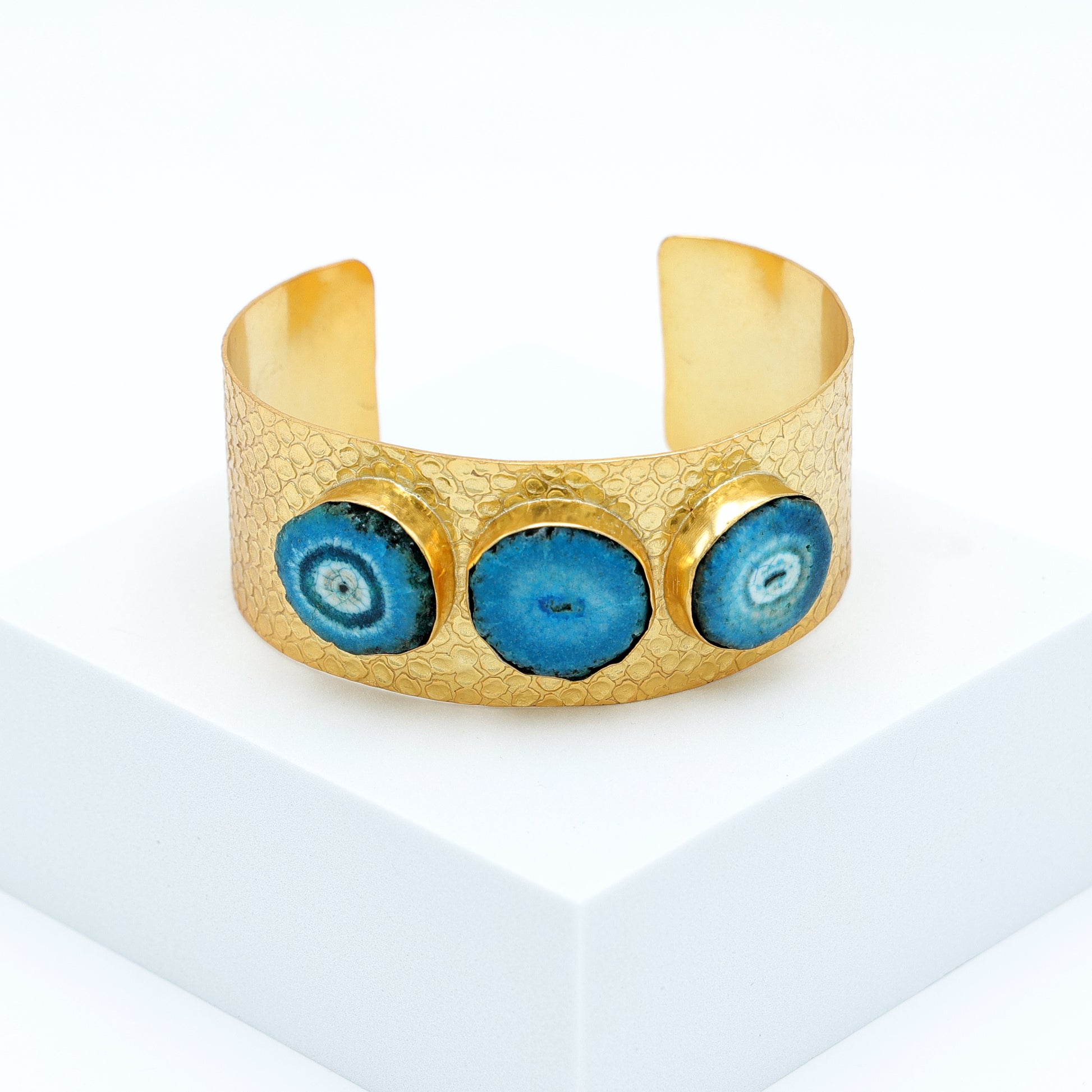 DuaSolarQuartzBangle_BlueGold-PlatedLuxuryGemstoneBracelet