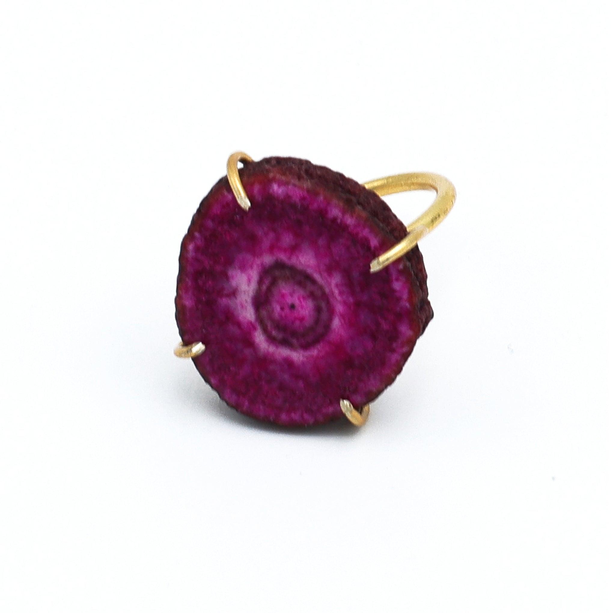 Dua Solar Quartz Gold-Plated Adjustable Ring – Bold Statement Jewelry for Women & Girls