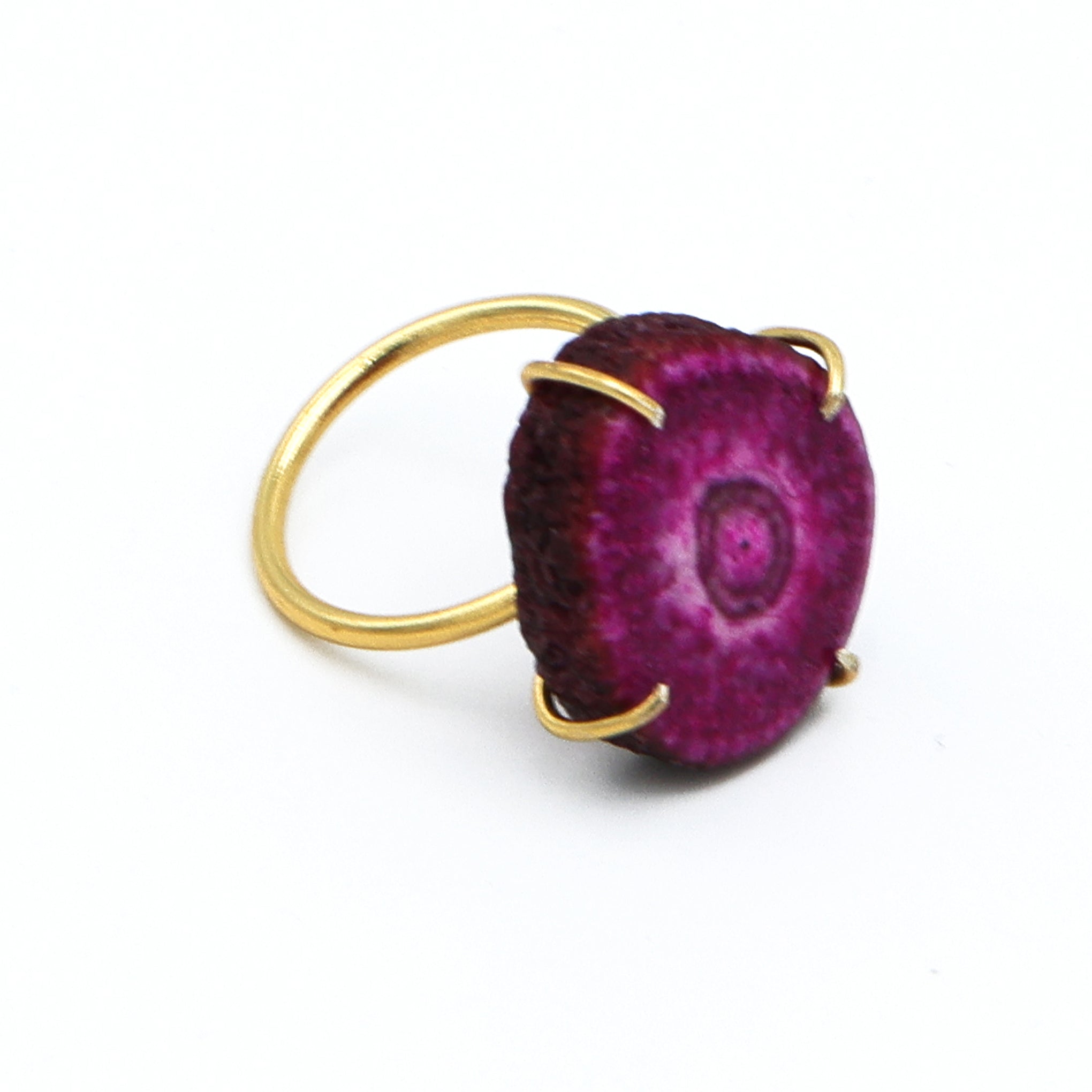 Dua Solar Quartz Gold-Plated Adjustable Ring – Bold Statement Jewelry for Women & Girls