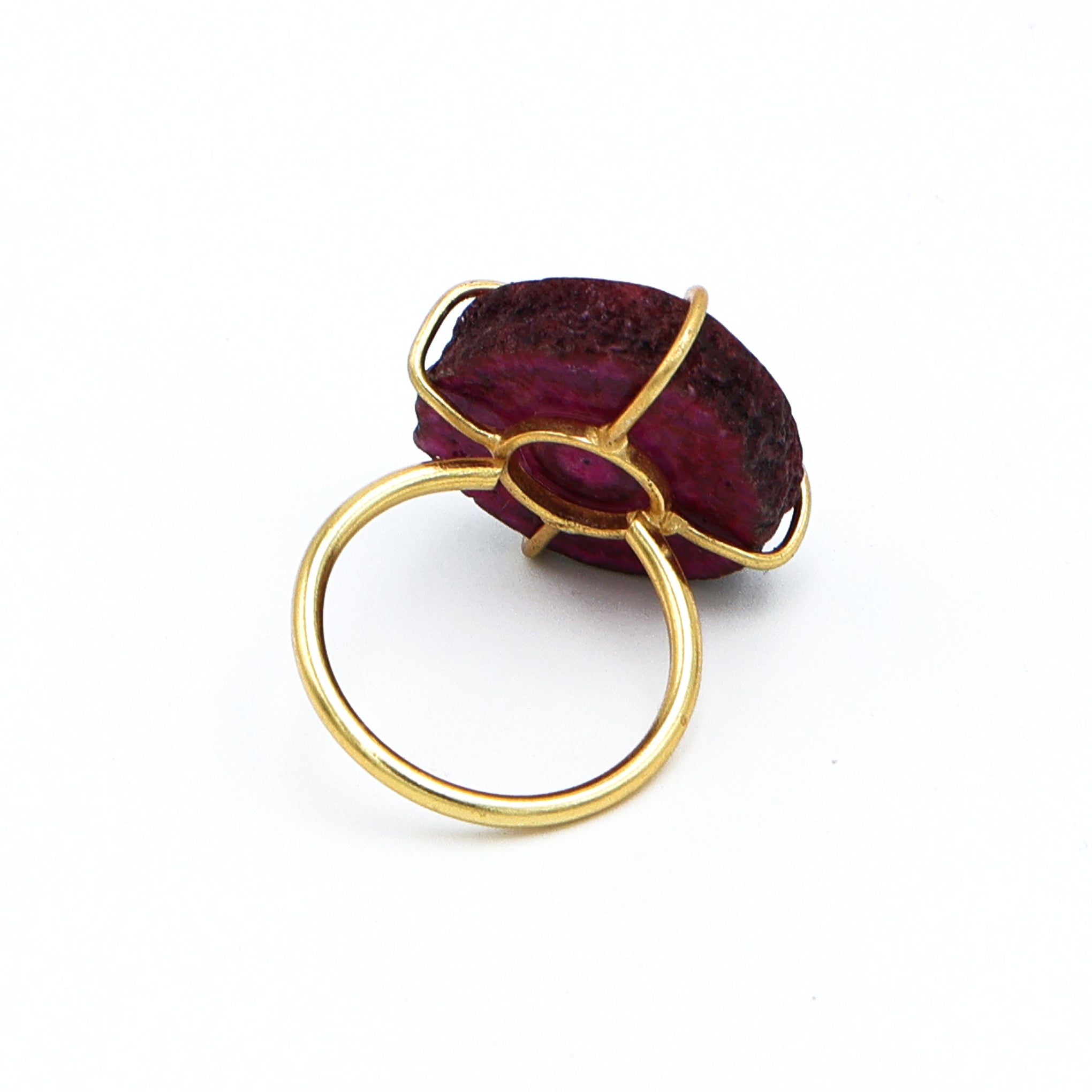 Dua Solar Quartz Gold-Plated Adjustable Ring – Bold Statement Jewelry for Women & Girls