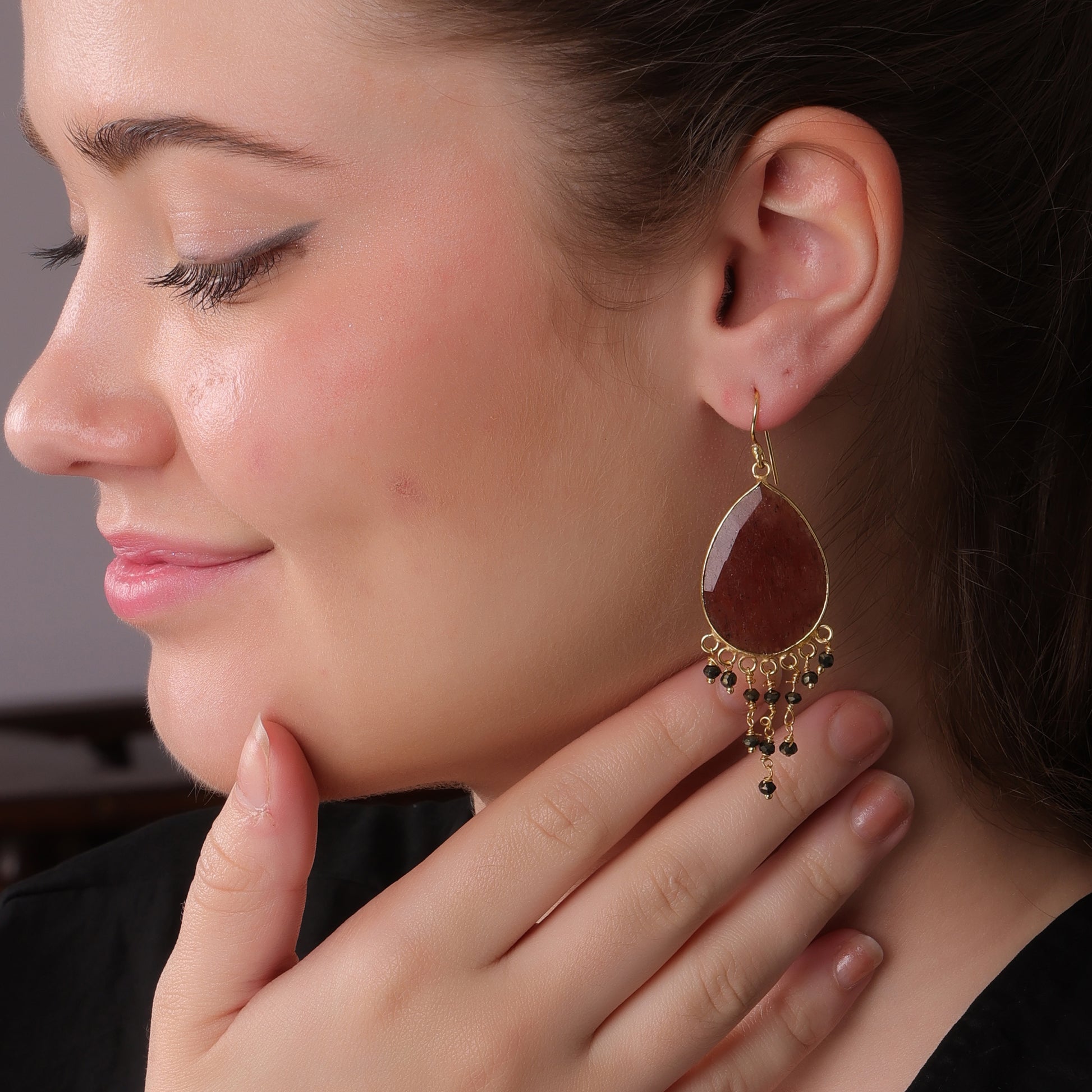 DuaStrawberryGoldSpinalEarrings_HandcraftedGold