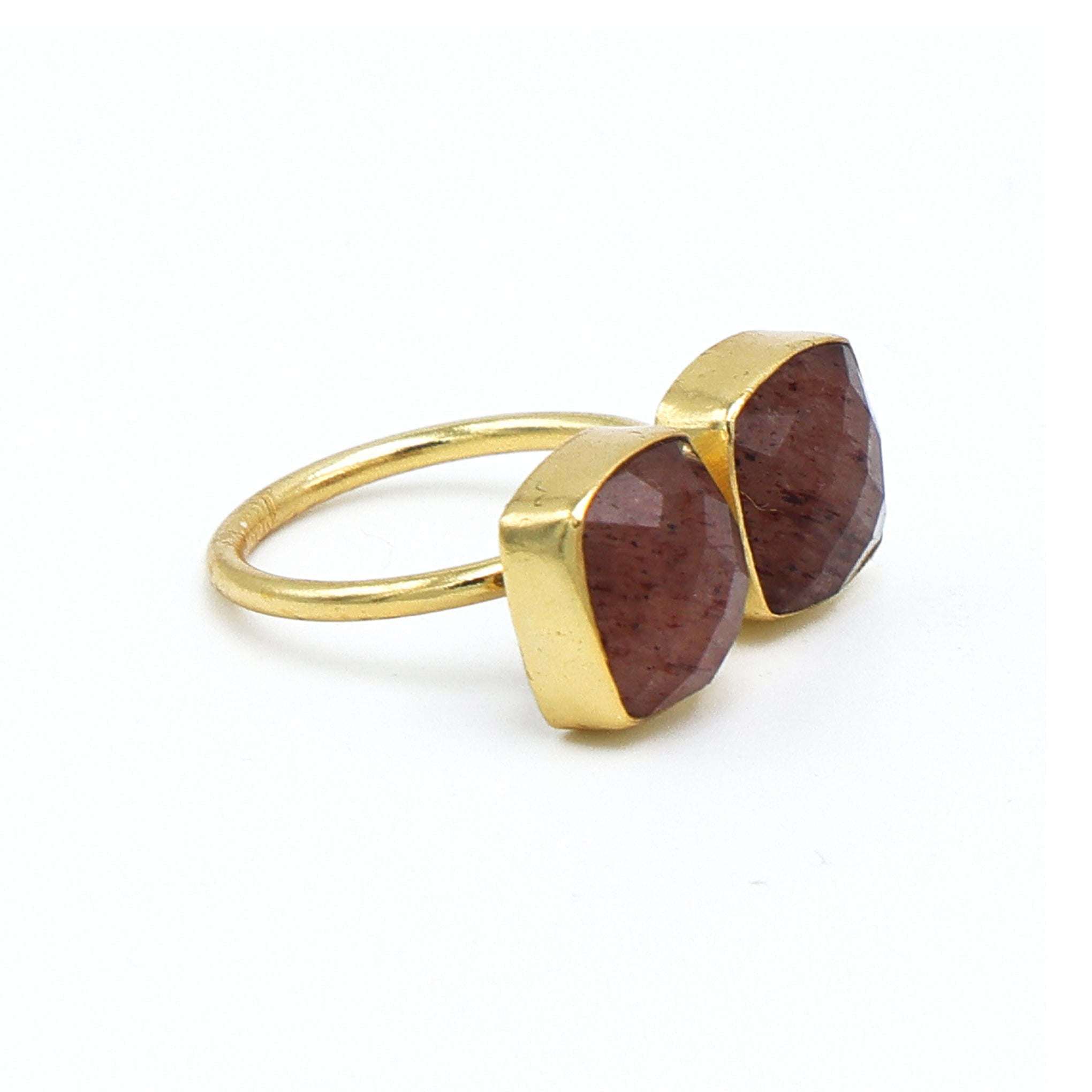 Dua Strawberry Quartz Cushion Ring | Adjustable Gold Plated Women’s Jewelry