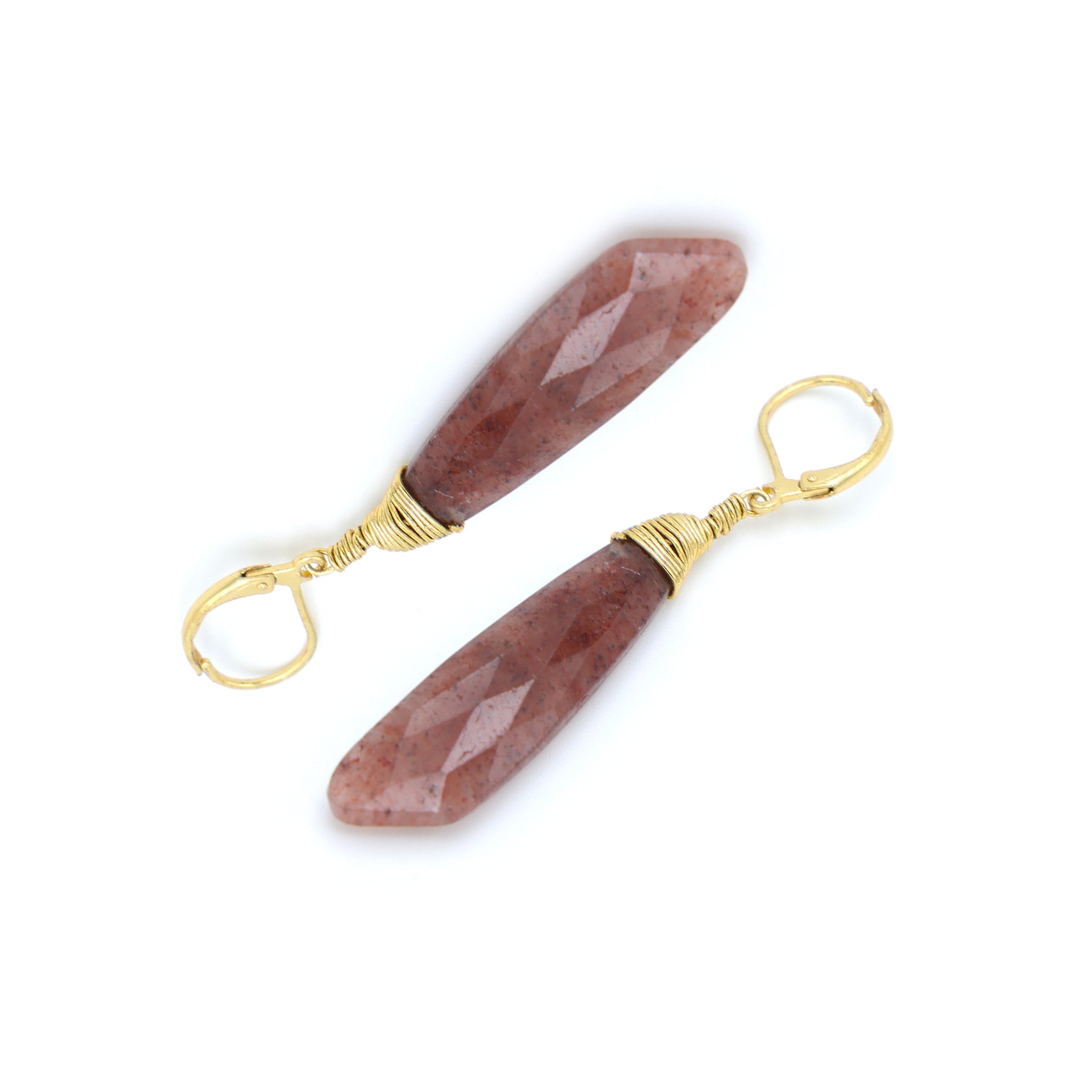 DuaStrawberryQuartzEarringsHandmadeGoldPlatedStatementJewelryforWomen