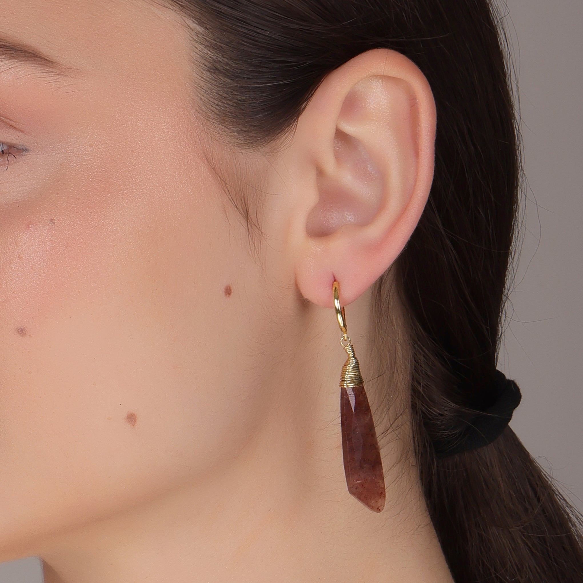 DuaStrawberryQuartzEarringsHandmadeGoldPlatedStatementJewelryforWomen