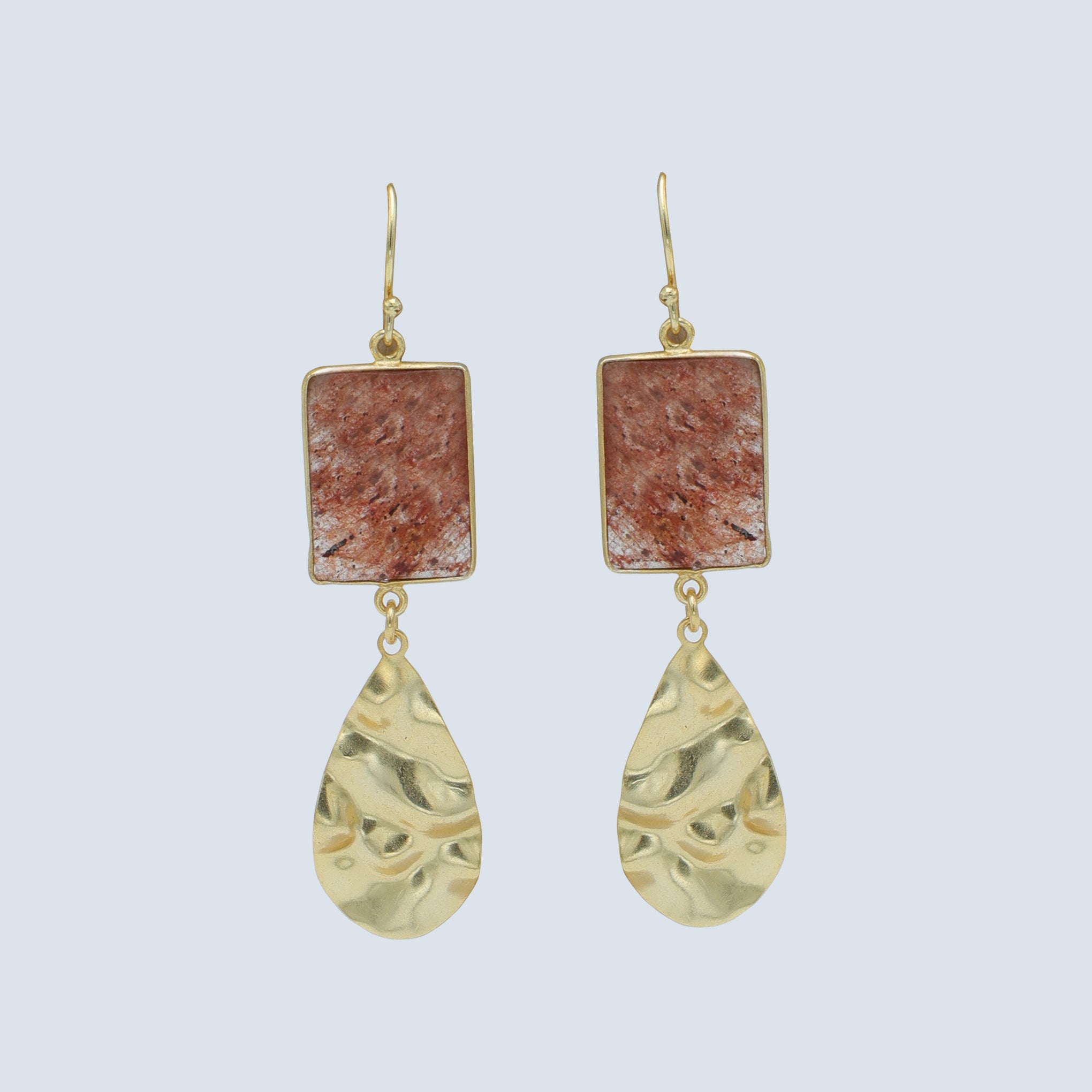 DuaStrawberryRectangleEarringsHandcraftedGoldPlatedJewelryforWomen