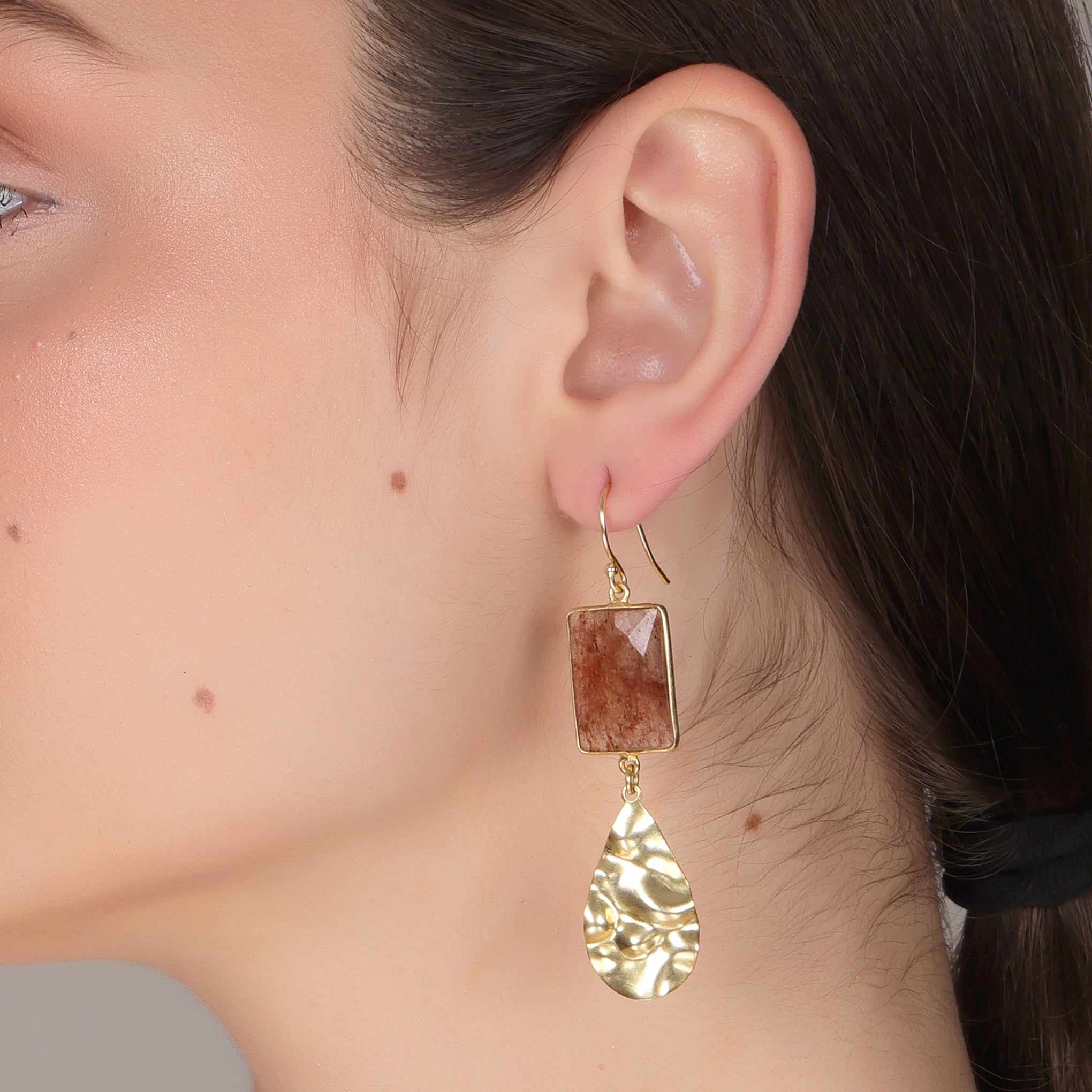 DuaStrawberryRectangleEarringsHandcraftedGoldPlatedJewelryforWomen