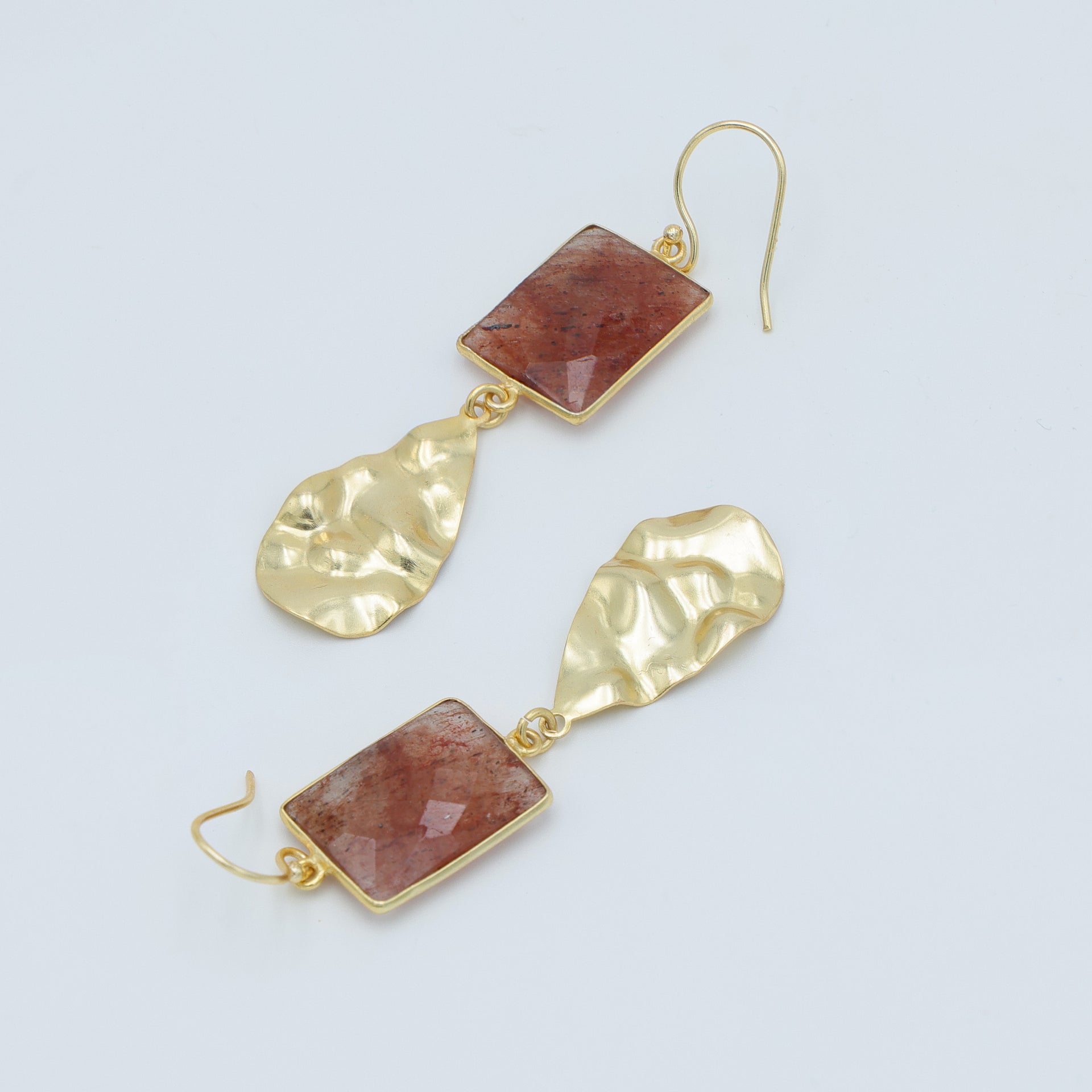 DuaStrawberryRectangleEarringsHandcraftedGoldPlatedJewelryforWomen