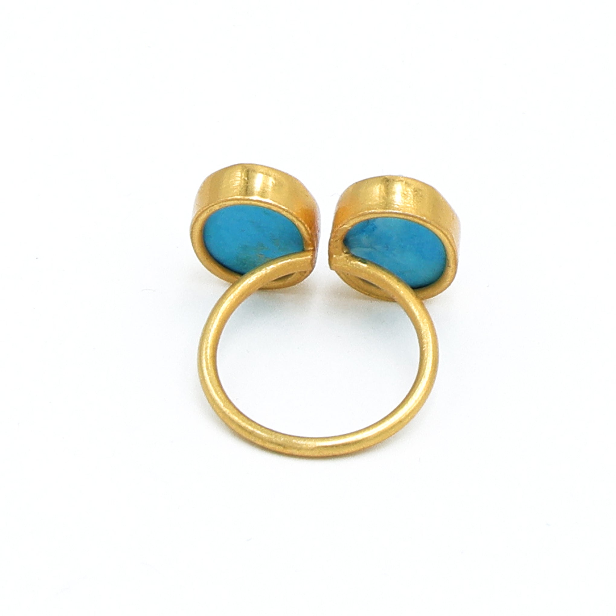 Dua Turquoise Oval Adjustable Ring | Gold Plated Brass Jewelry for Women