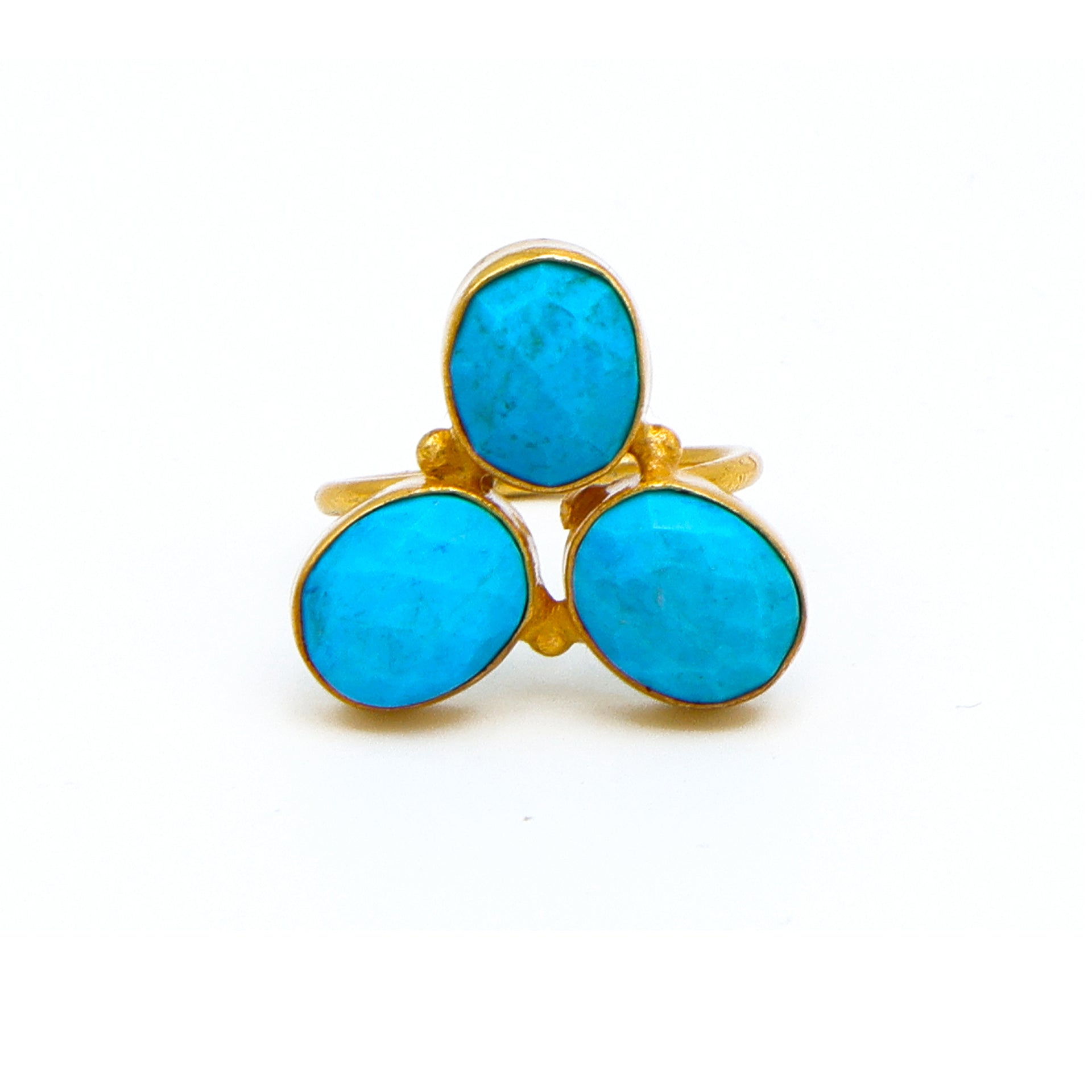 Dua Turquoise Oval Ring | Gold Plated Women’s Adjustable Statement Ring