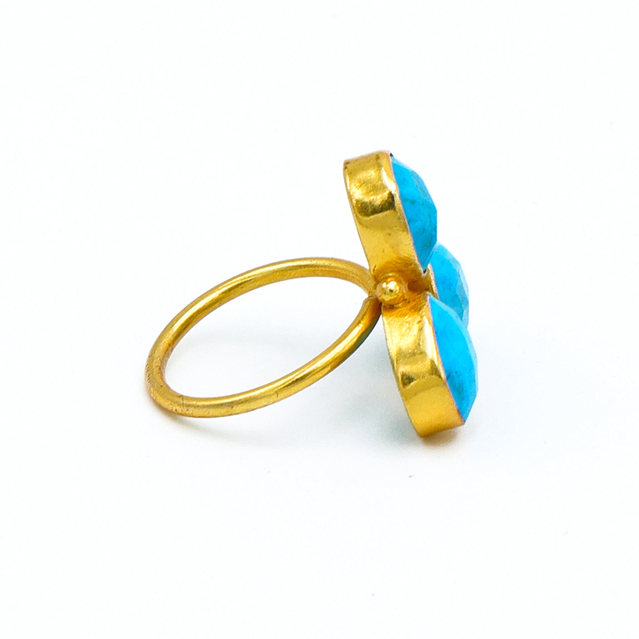 Dua Turquoise Oval Ring | Gold Plated Women’s Adjustable Statement Ring