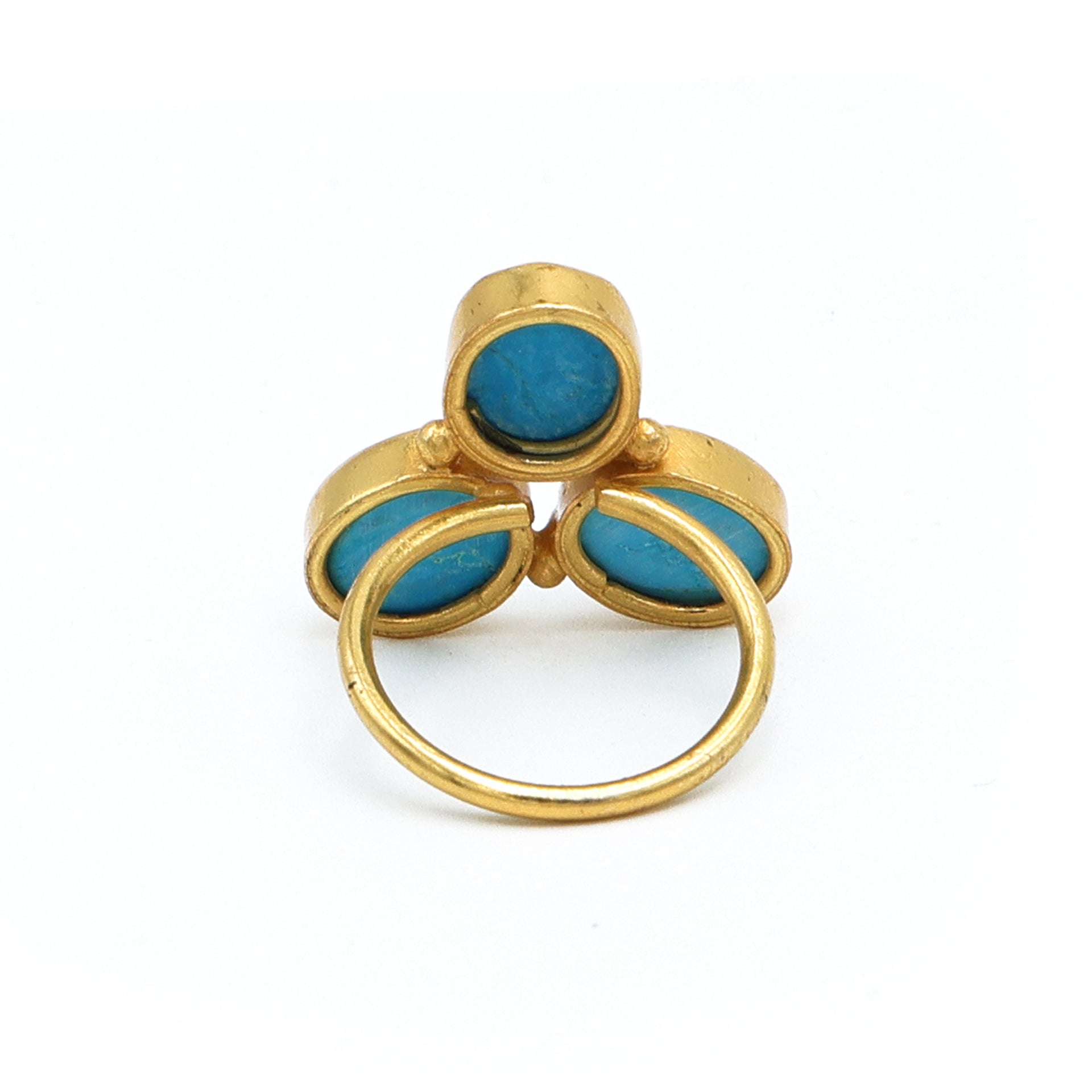 Dua Turquoise Oval Ring | Gold Plated Women’s Adjustable Statement Ring