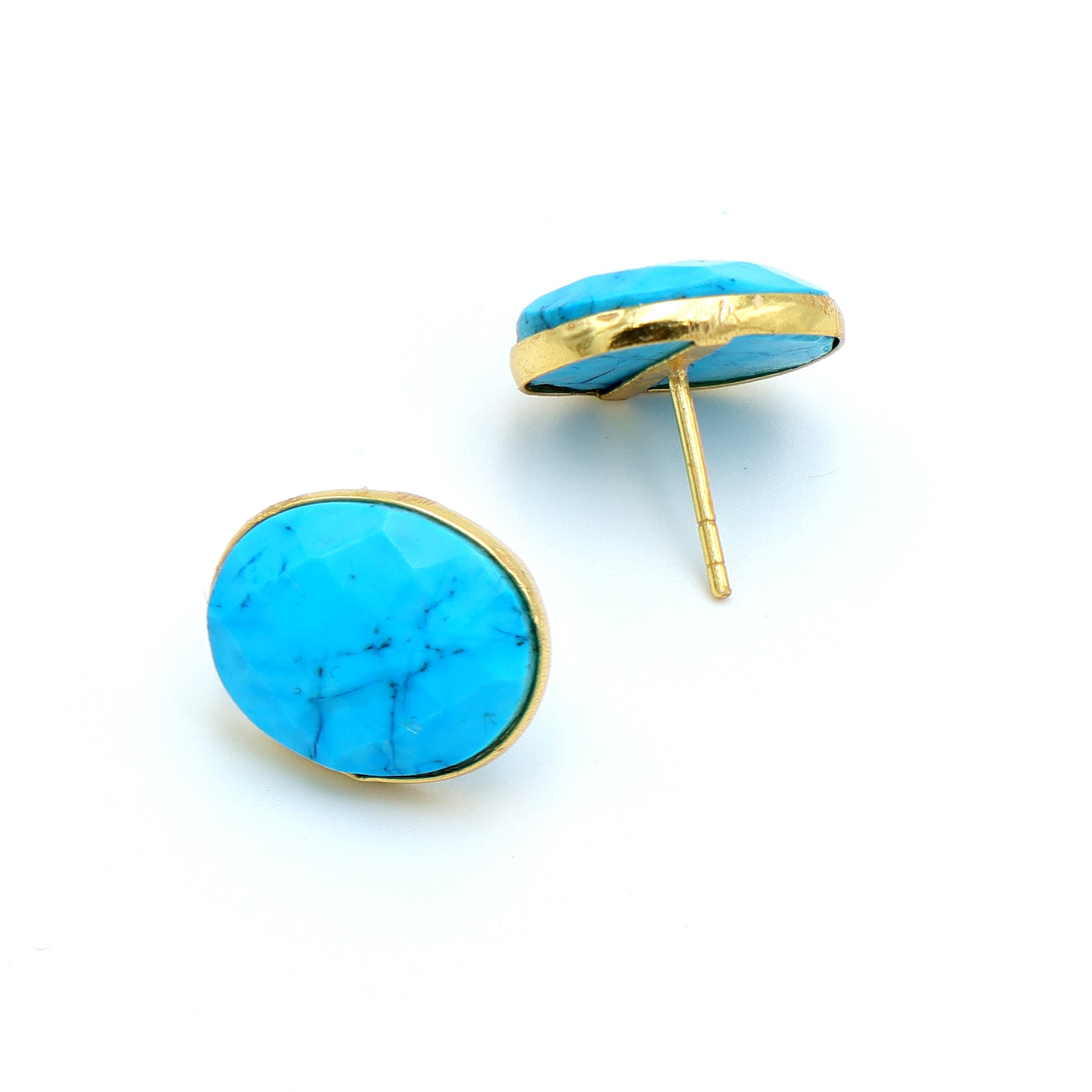 DuaTurquoiseOvalStudEarrings_HandmadeGold-PlatedElegantJewelry