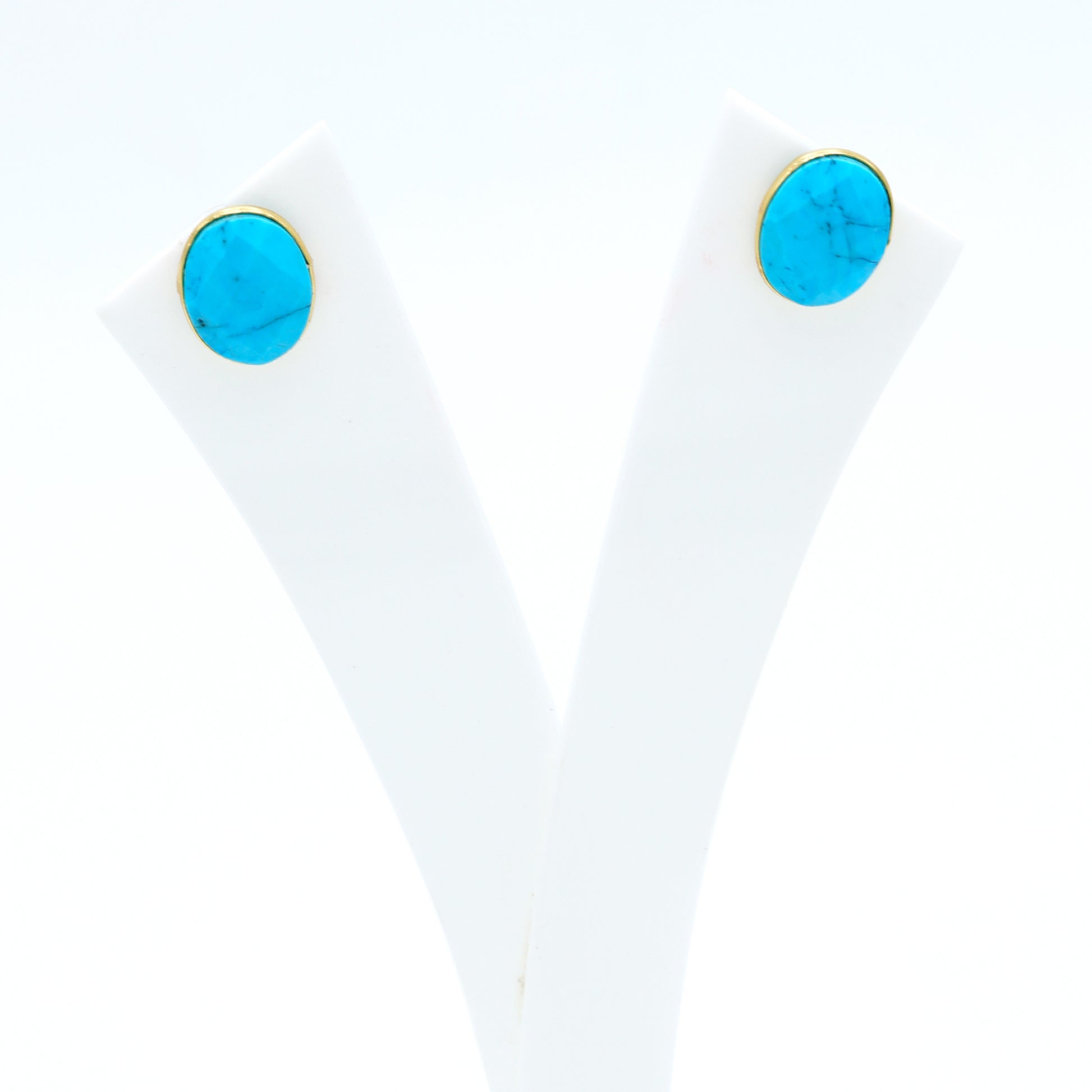 DuaTurquoiseOvalStudEarrings_HandmadeGold-PlatedElegantJewelry