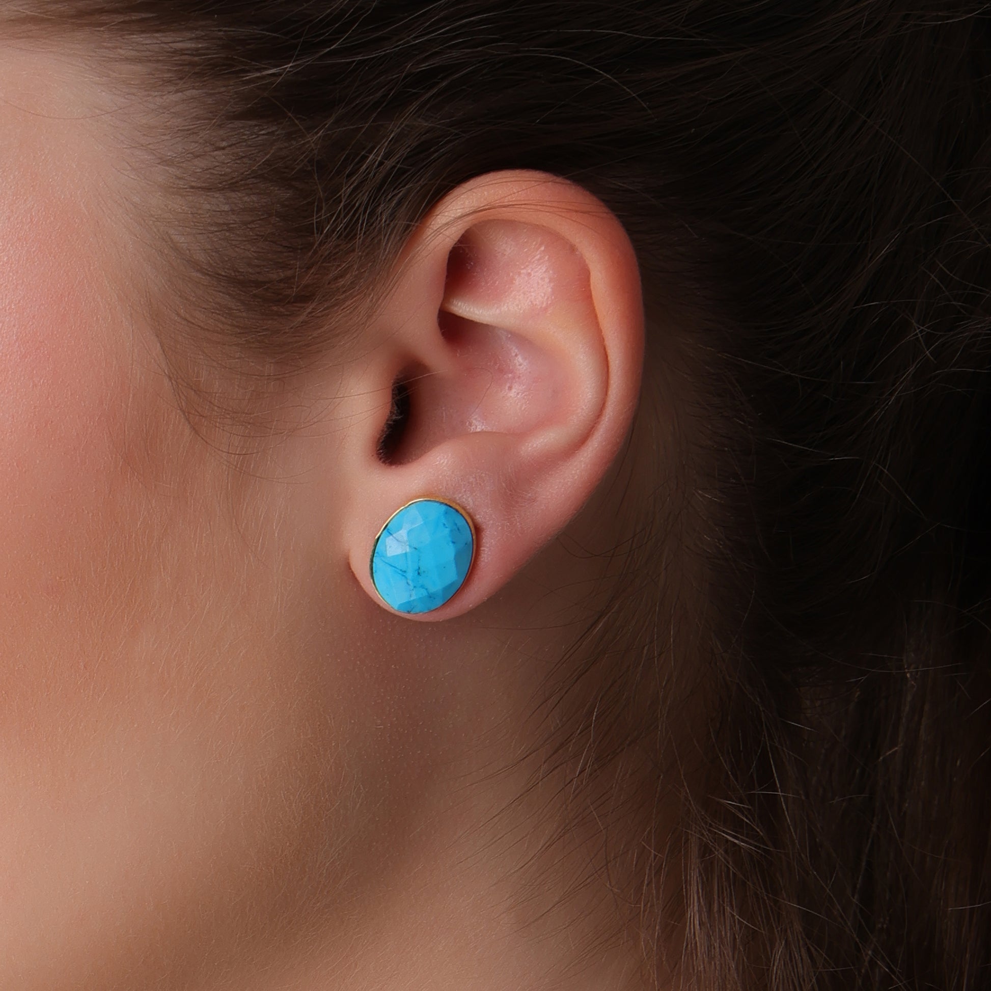 DuaTurquoiseOvalStudEarrings_HandmadeGold-PlatedElegantJewelry