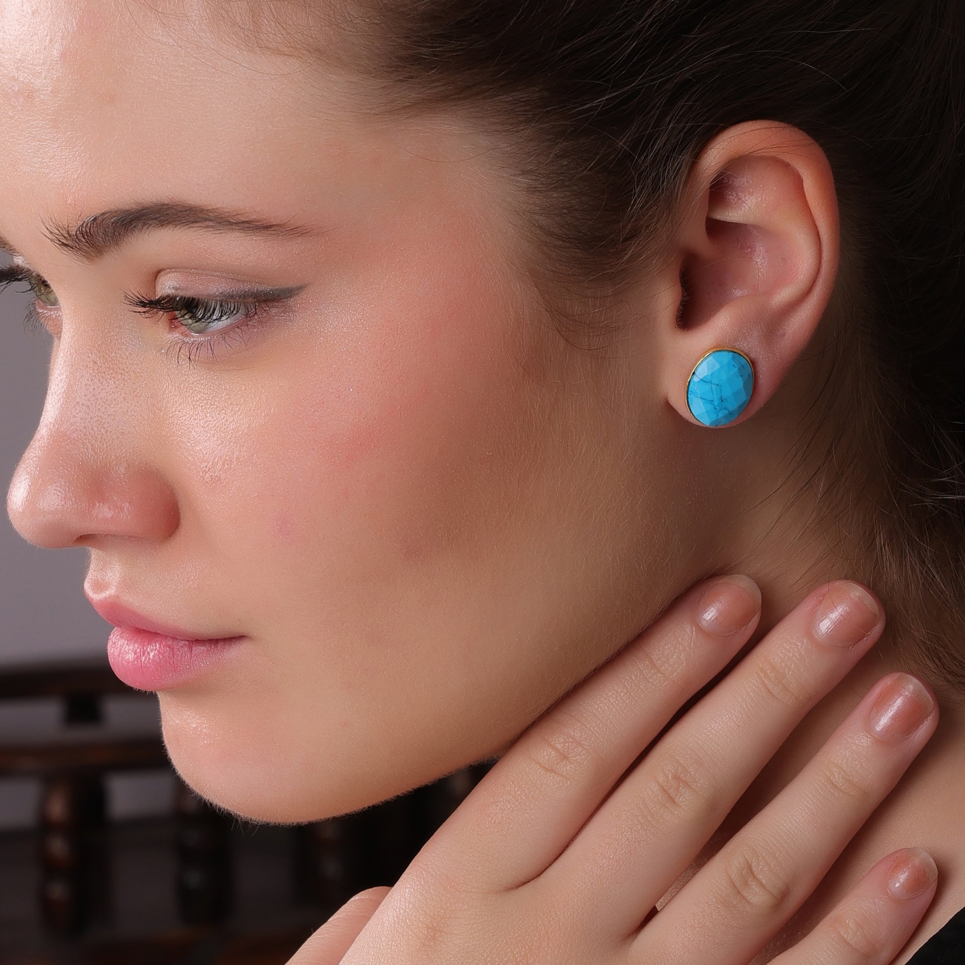 DuaTurquoiseOvalStudEarrings_HandmadeGold-PlatedElegantJewelry_5