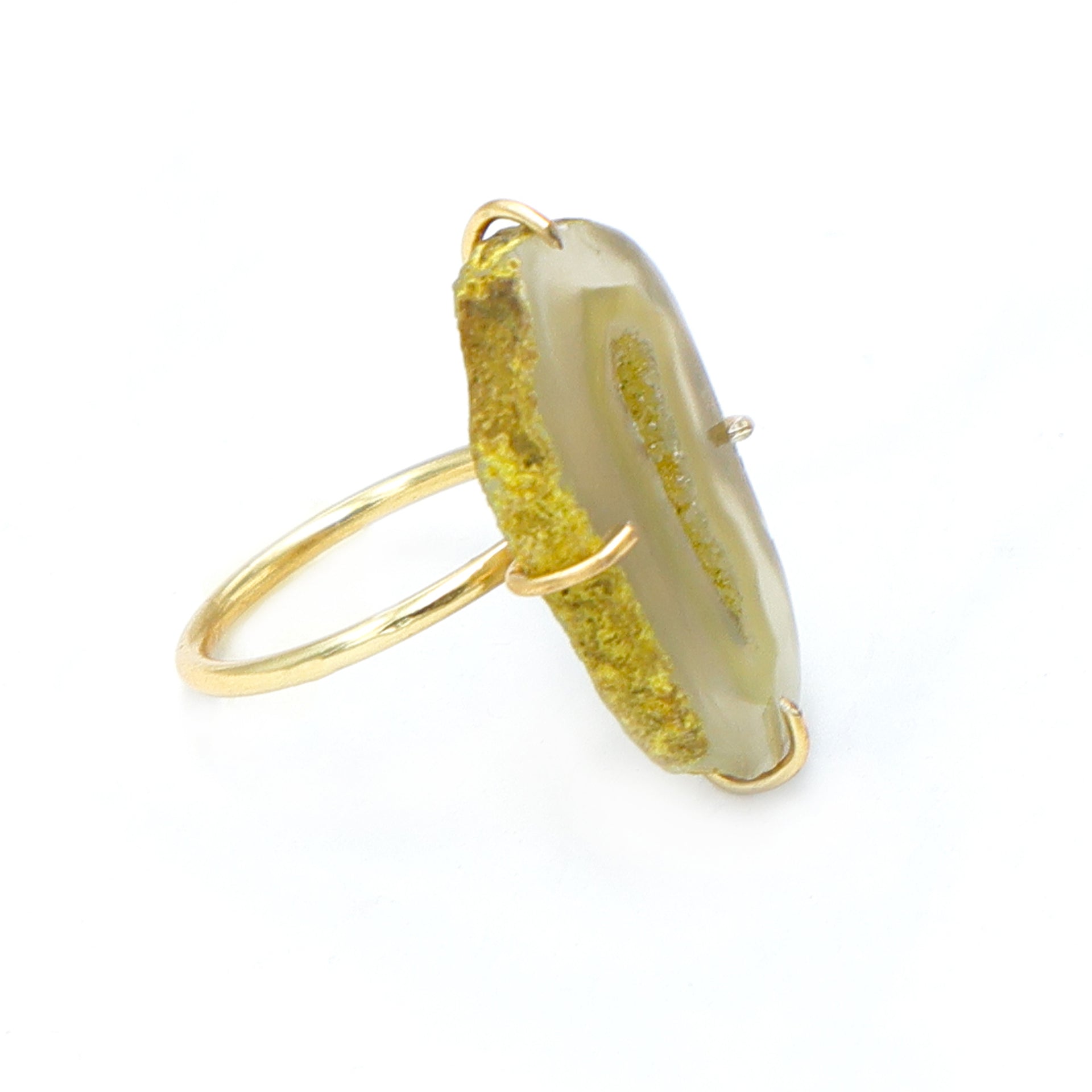 Dua Yellow Agate Gold-Plated Adjustable Ring – Contemporary Natural Stone Jewelry for Women