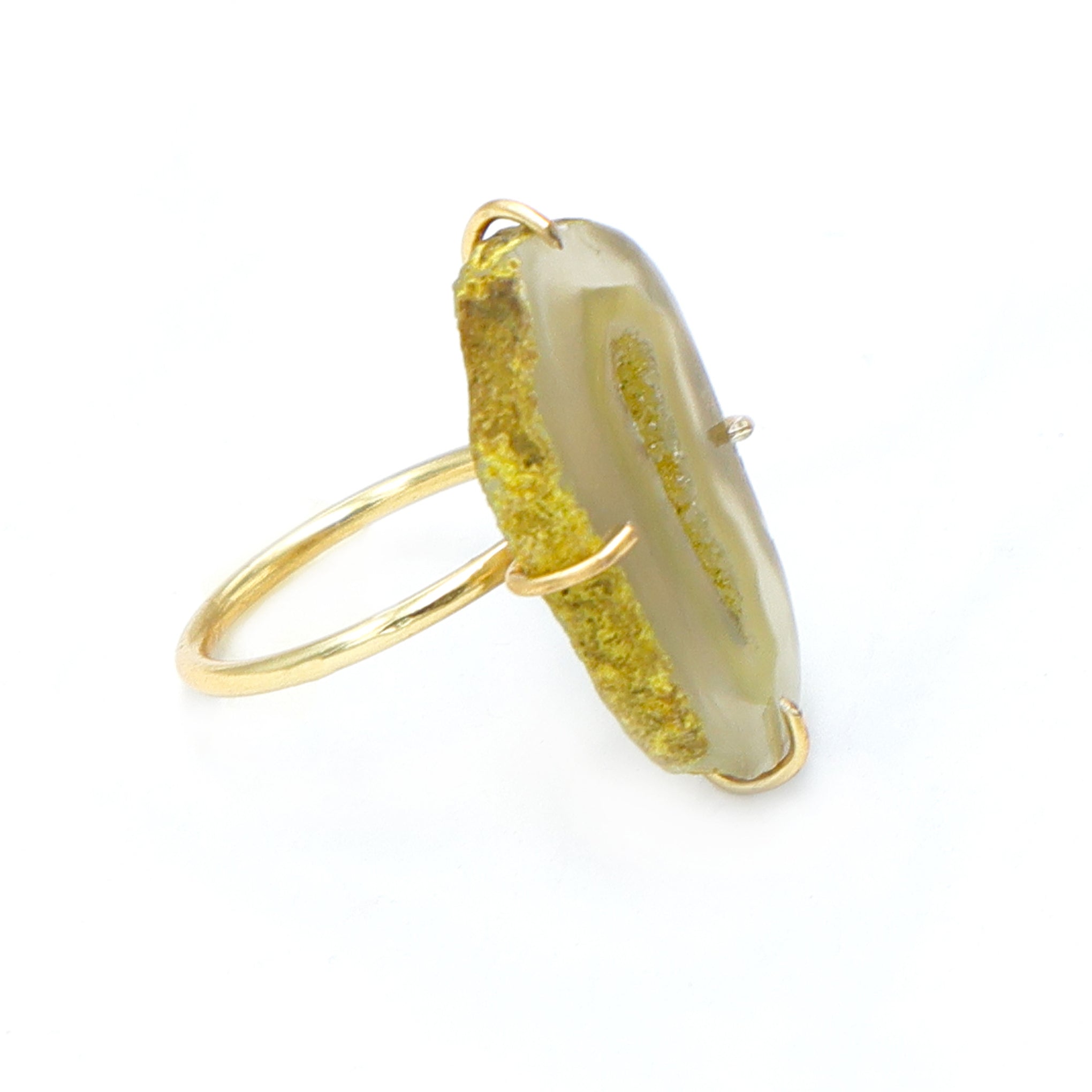 Dua Yellow Agate Gold-Plated Adjustable Ring – Contemporary Natural Stone Jewelry for Women