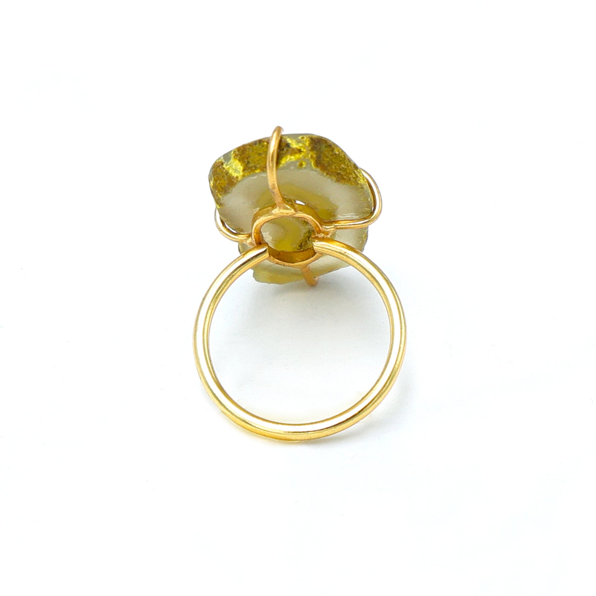Dua Yellow Agate Gold-Plated Adjustable Ring – Contemporary Natural Stone Jewelry for Women