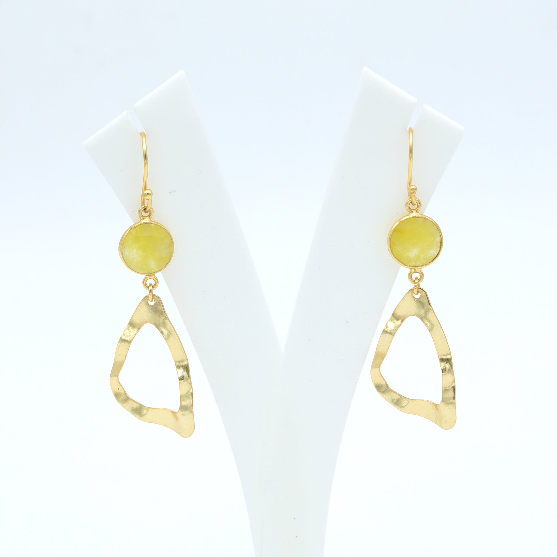 DuaYellowJadeEarringsHandcraftedGoldPlatedElegantJewelryforWomen