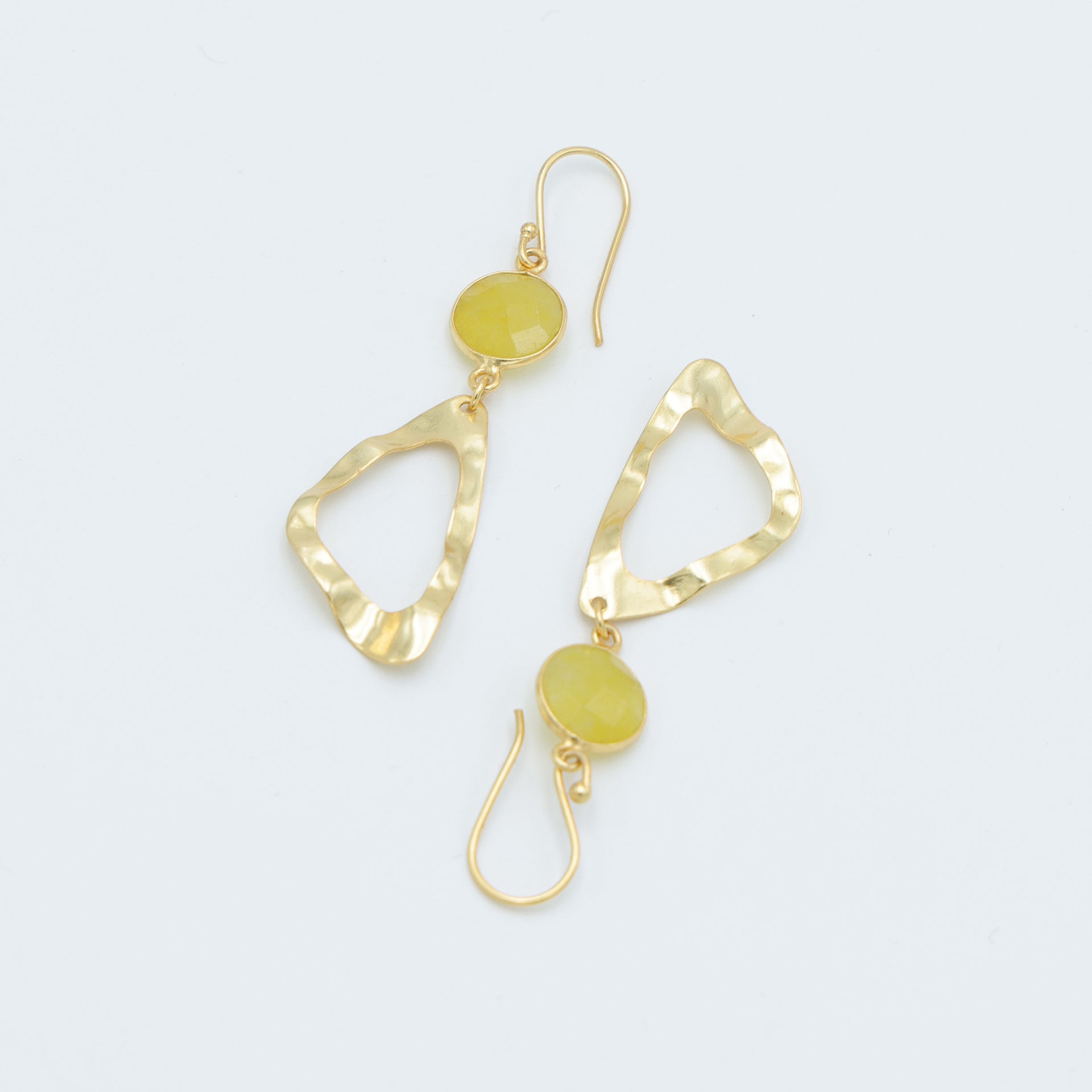 DuaYellowJadeEarringsHandcraftedGoldPlatedElegantJewelryforWomen