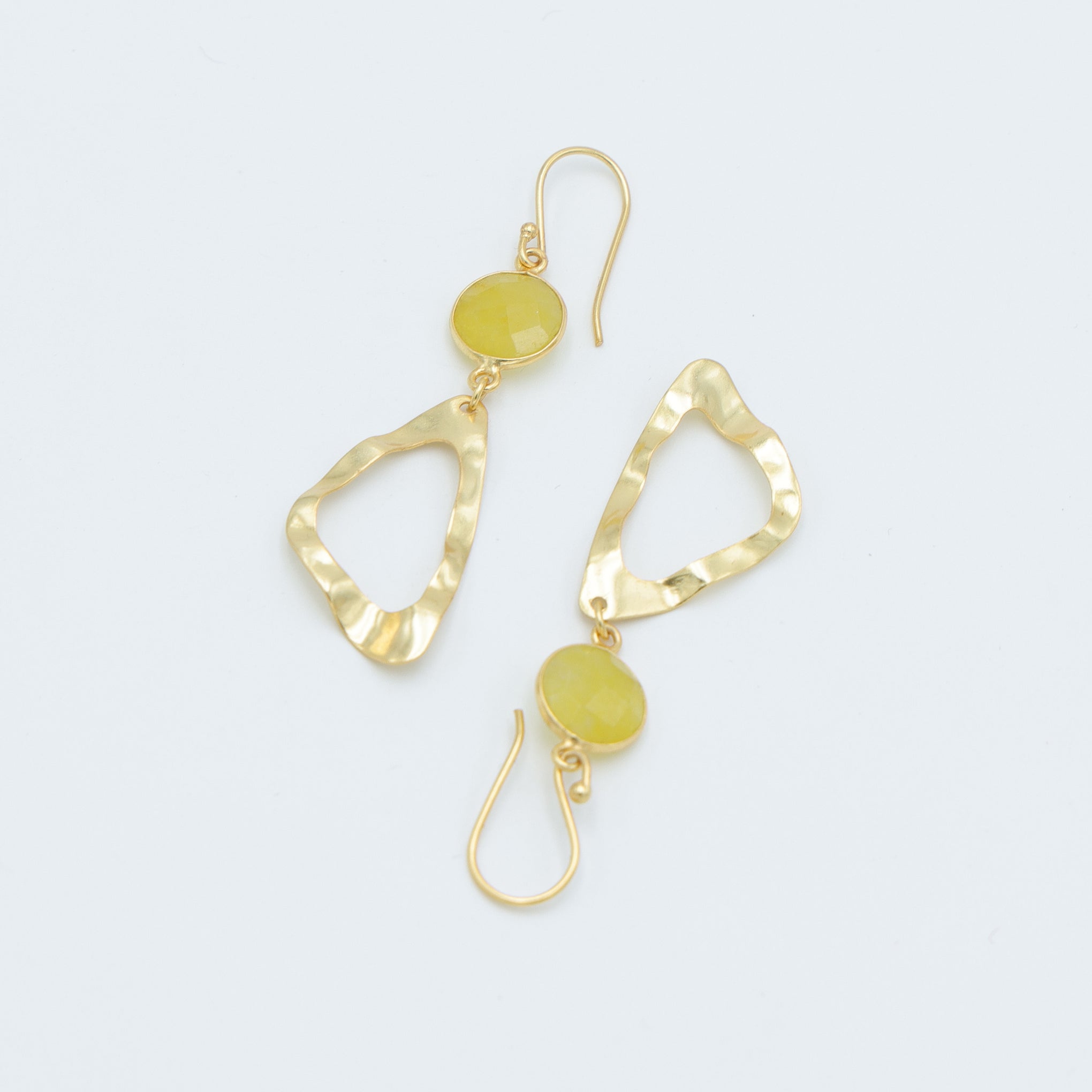 DuaYellowJadeEarringsHandcraftedGoldPlatedElegantJewelryforWomen