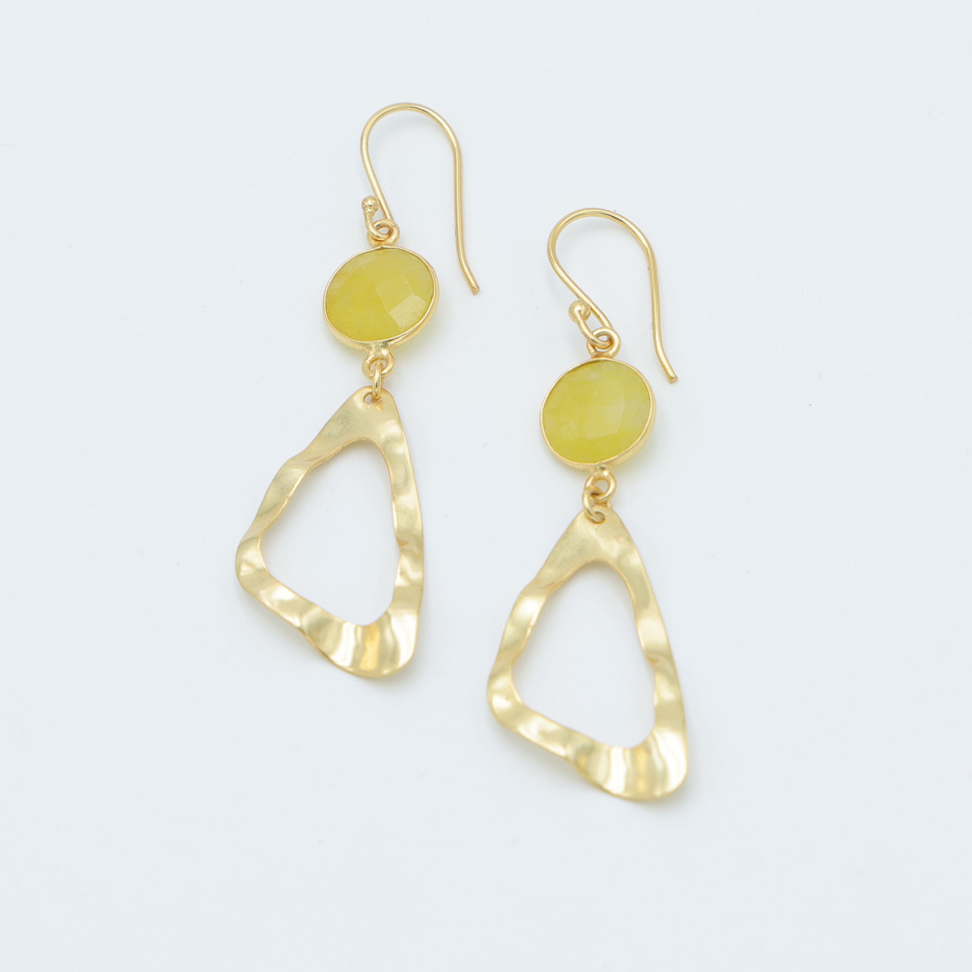 DuaYellowJadeEarringsHandcraftedGoldPlatedElegantJewelryforWomen