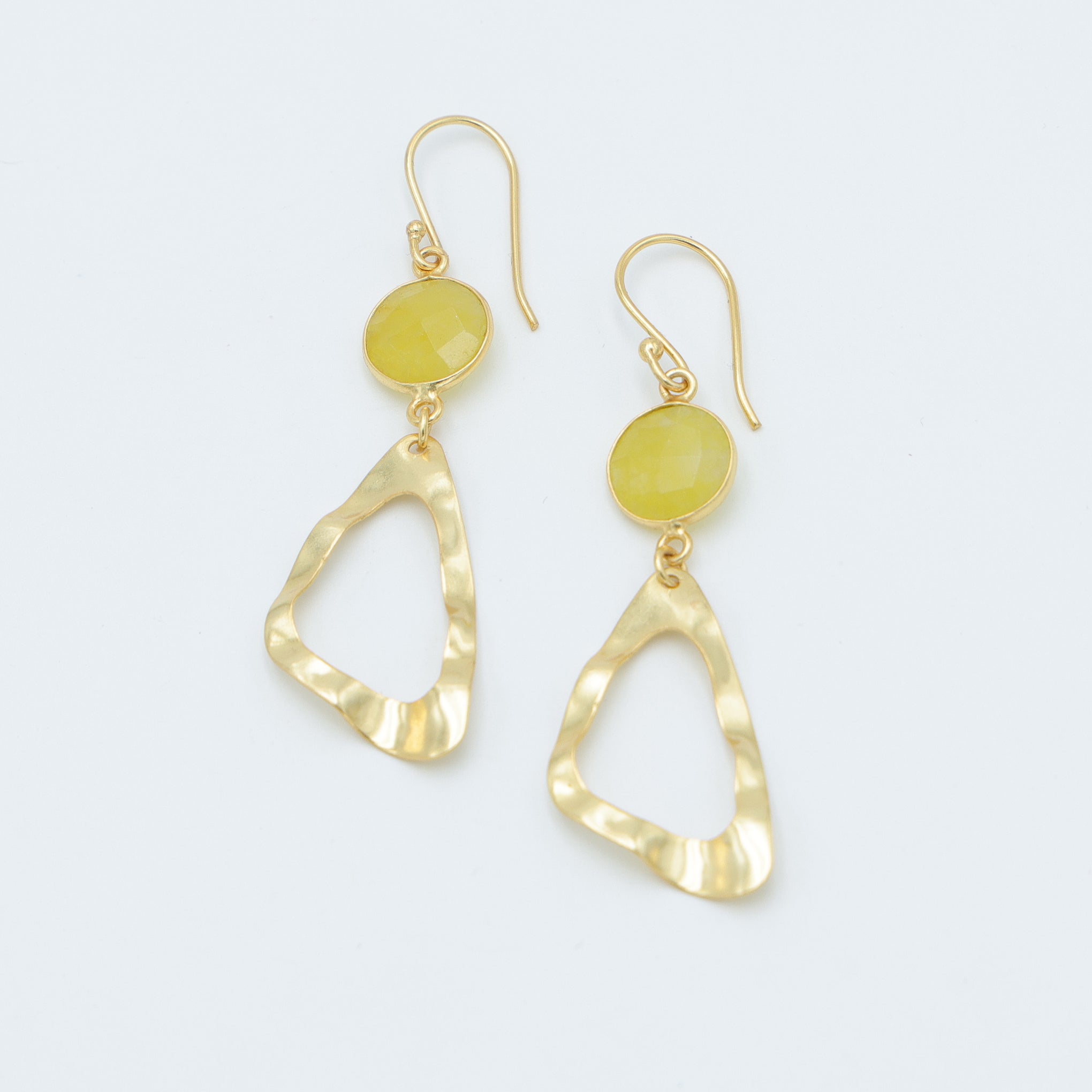 DuaYellowJadeEarringsHandcraftedGoldPlatedElegantJewelryforWomen