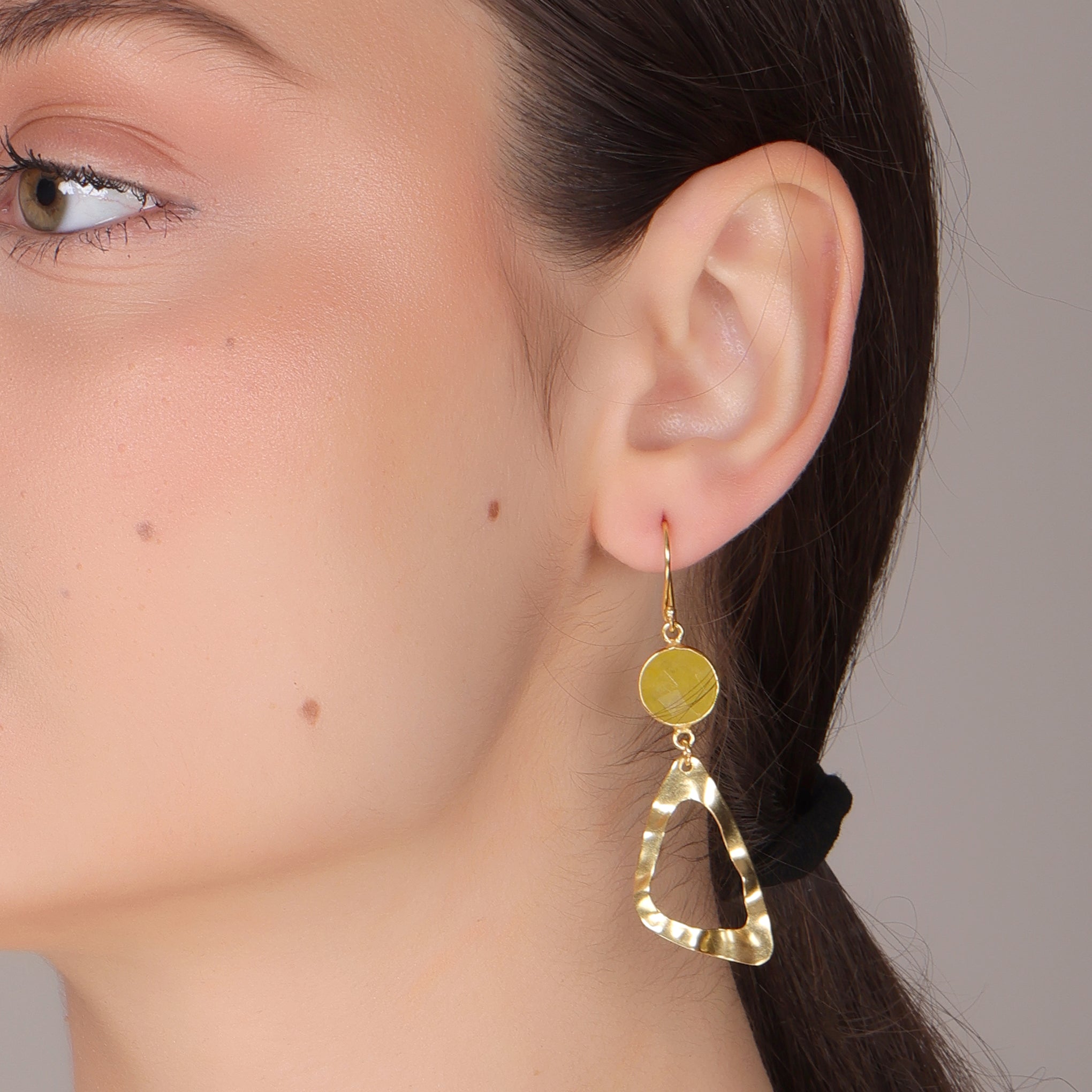 DuaYellowJadeEarringsHandcraftedGoldPlatedElegantJewelryforWomen
