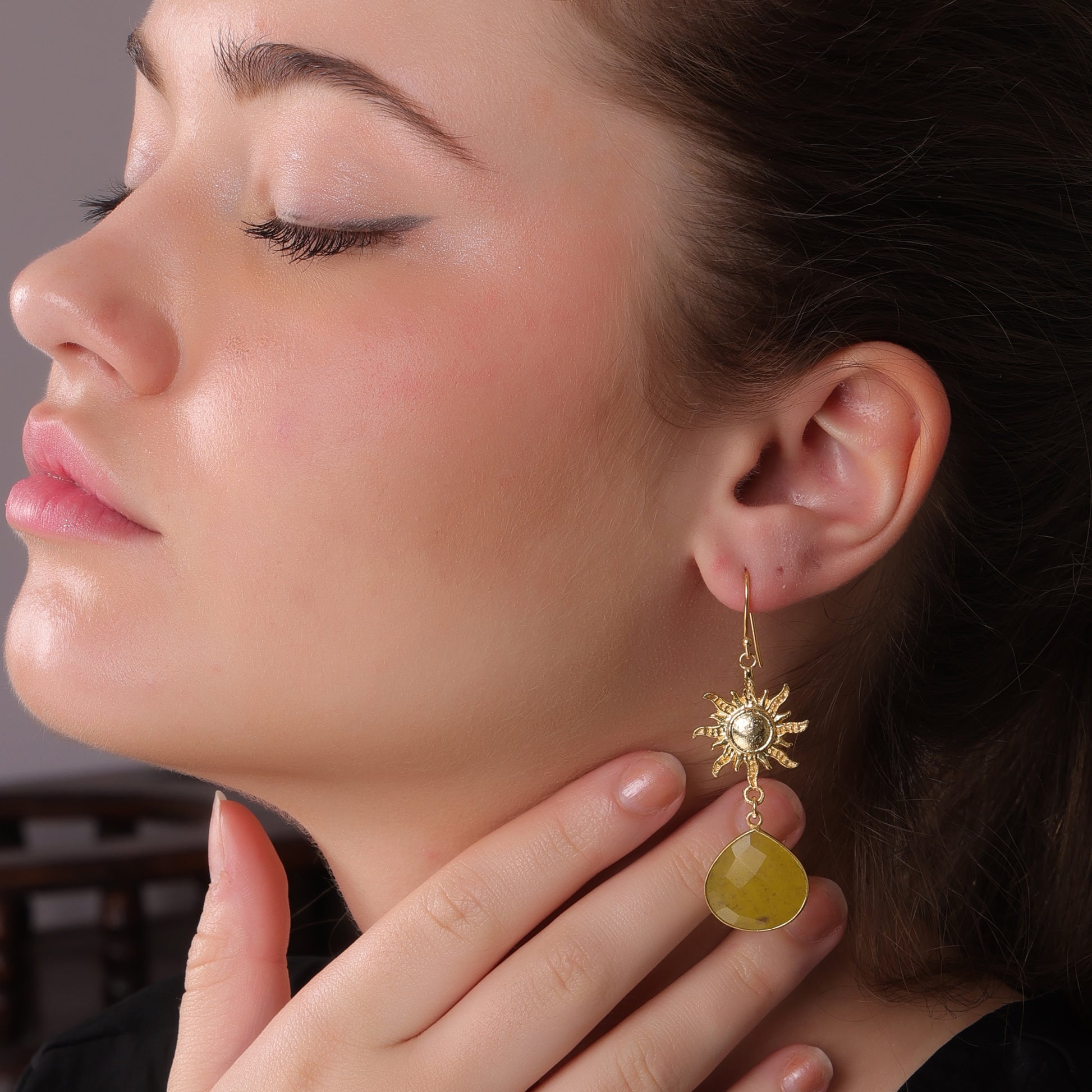 DuaYellowJadeSunEarrings_HandmadeGold-PlatedElegantJewelryforWomen_2