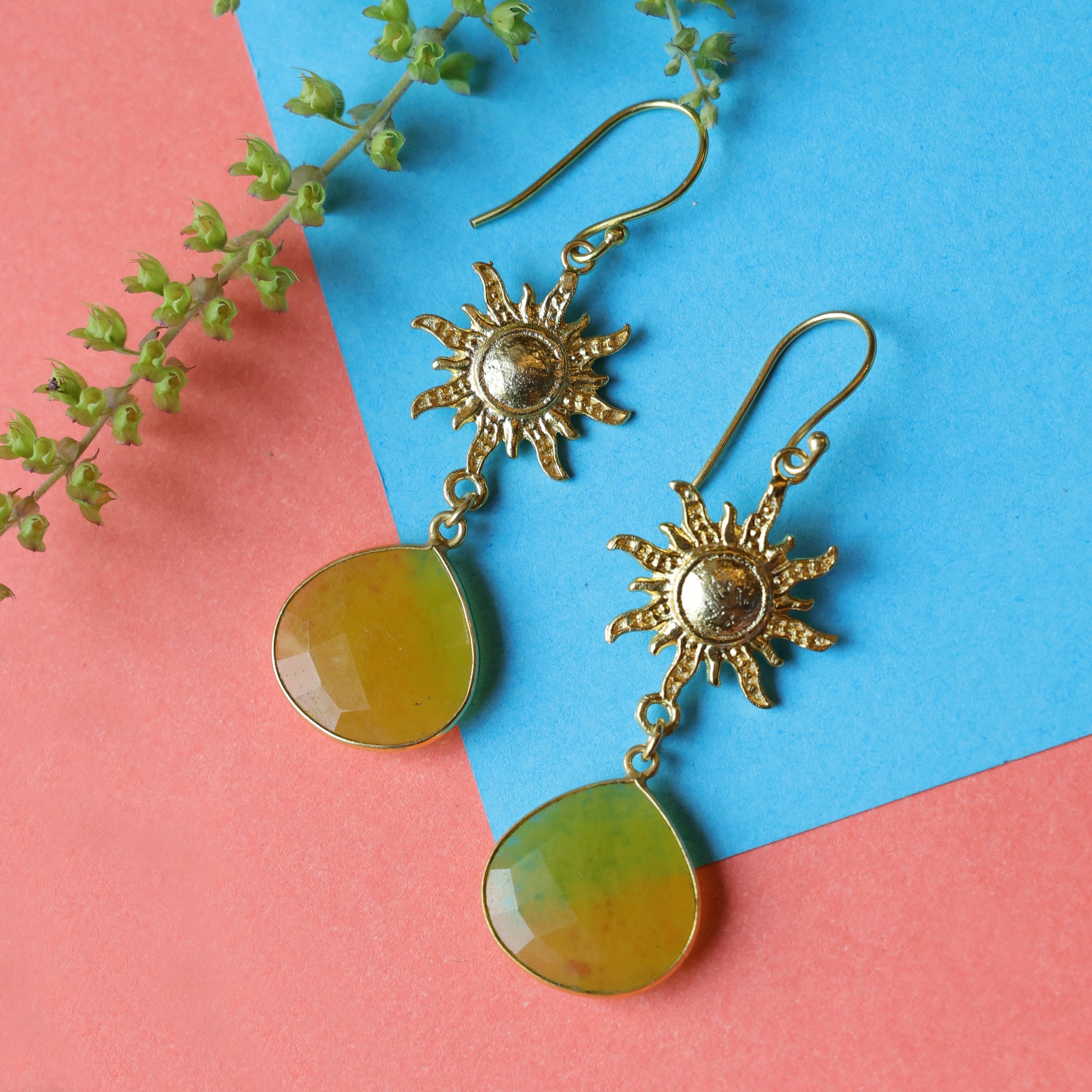 DuaYellowJadeSunEarrings_HandmadeGold-PlatedElegantJewelryforWomen_6