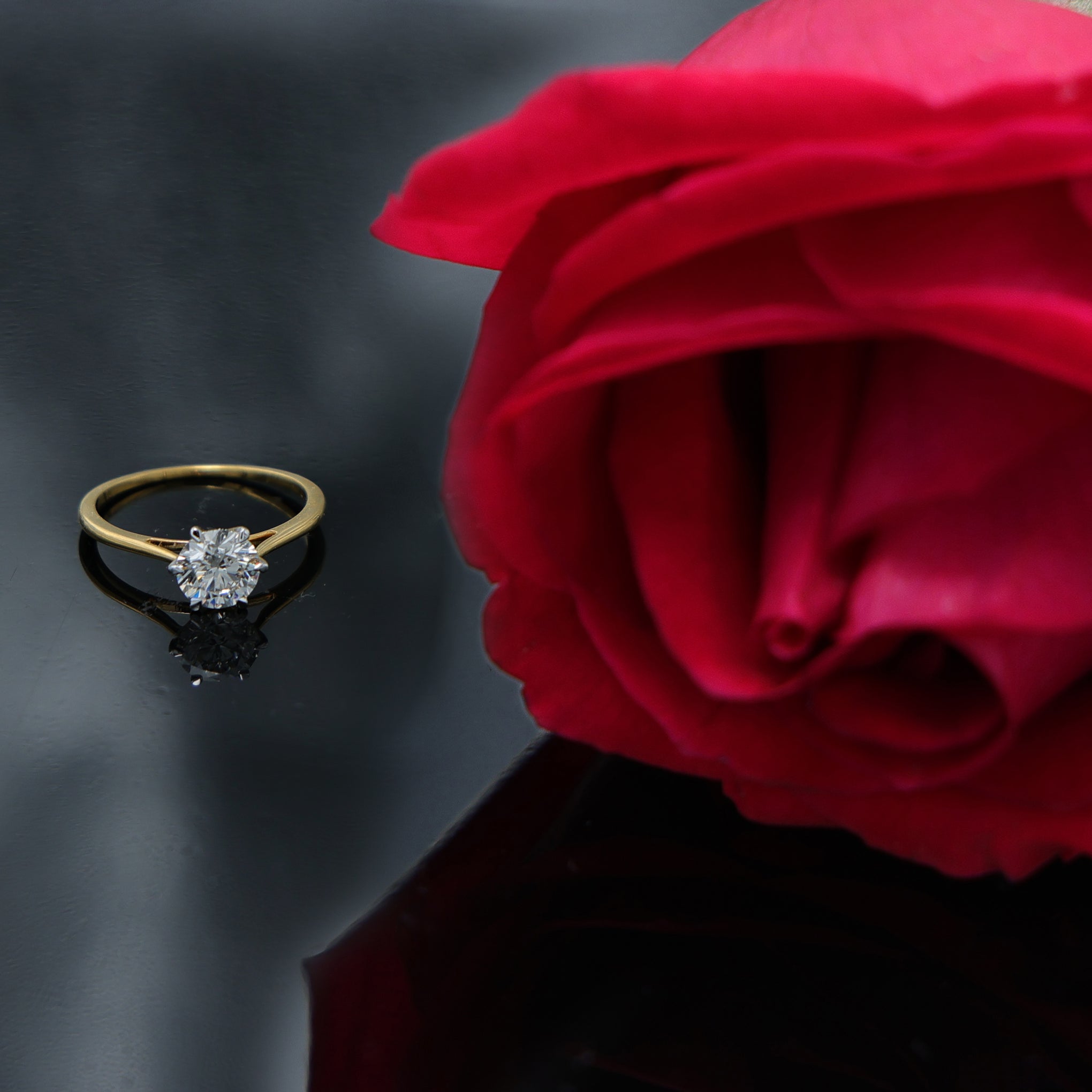 Dua Lab Grown Diamond 14K Gold Solitaire Ring – Elegant Round Cut for Women