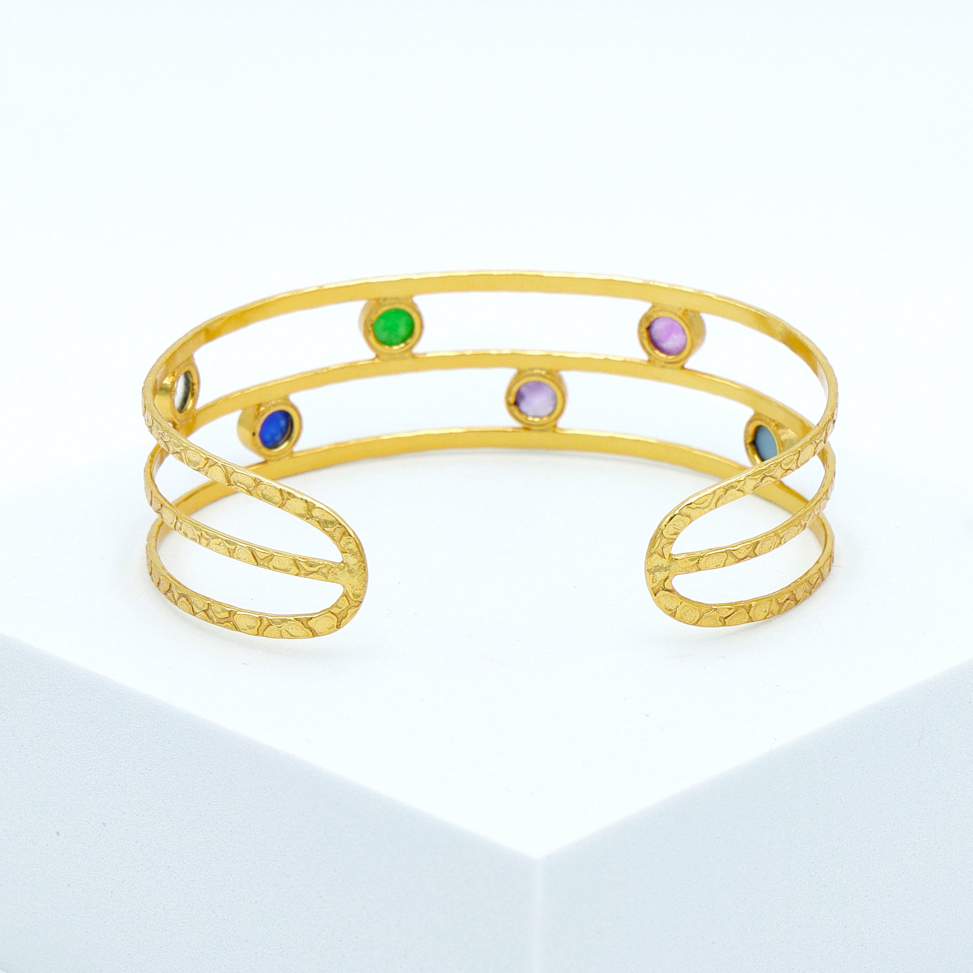 MulticolorJadeBangleBracelet_GoldPlatedBrassStatementJewelryforWomen_5