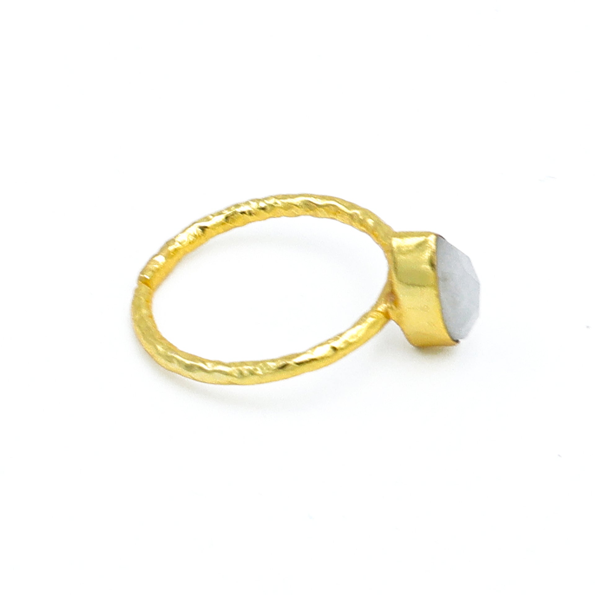 Rainbow Moonstone Marquise Ring – Contemporary Gold-Plated Adjustable Design