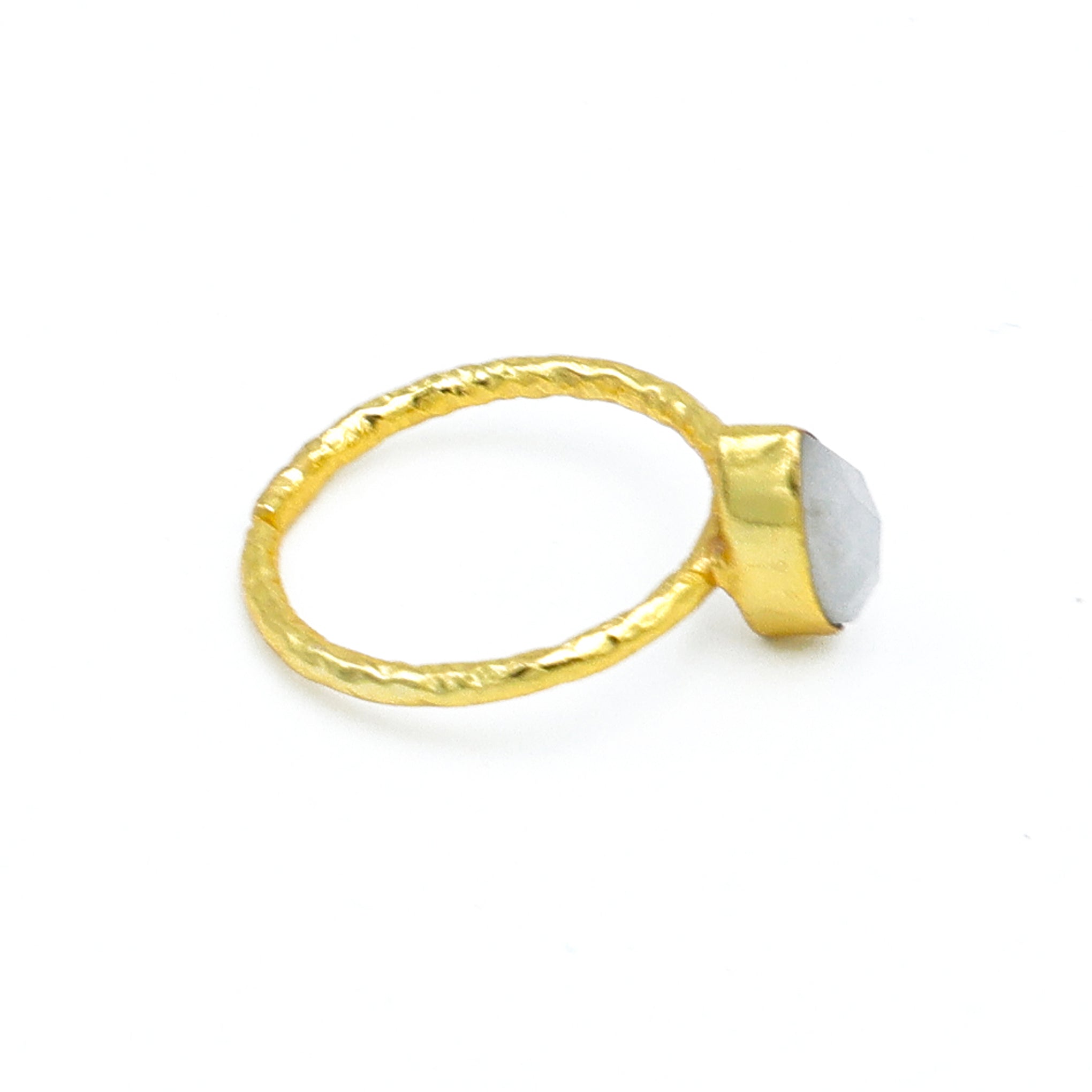 Rainbow Moonstone Marquise Ring – Contemporary Gold-Plated Adjustable Design