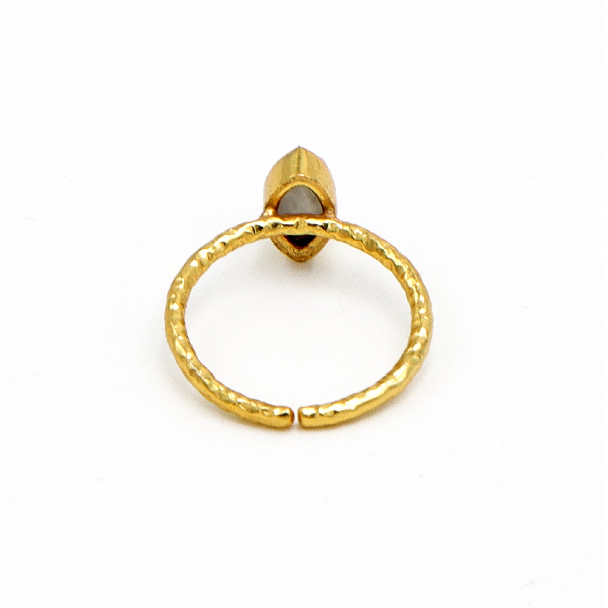 Rainbow Moonstone Marquise Ring – Contemporary Gold-Plated Adjustable Design
