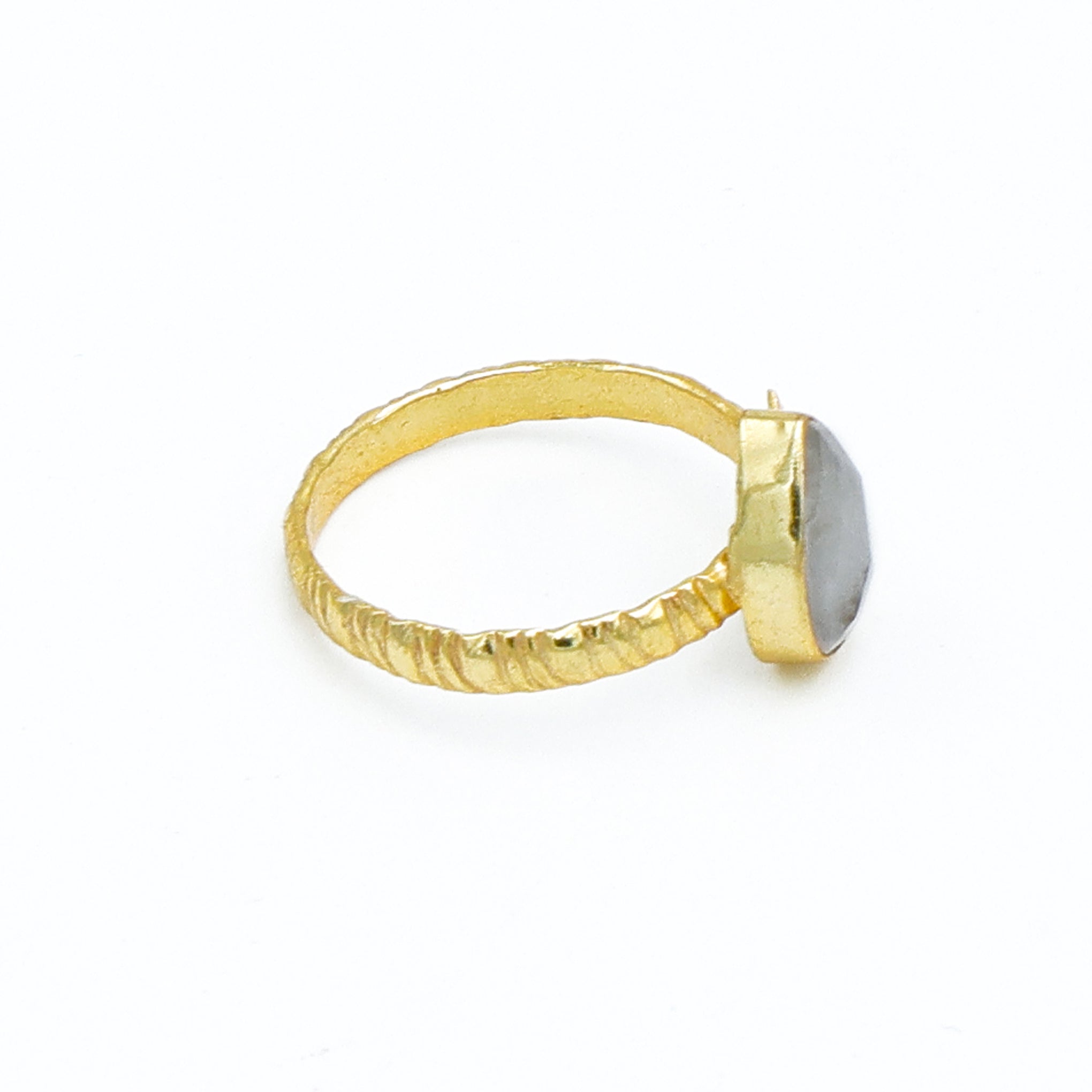 Rainbow Moonstone Pear Ring – Gold-Plated Adjustable Statement Jewelry