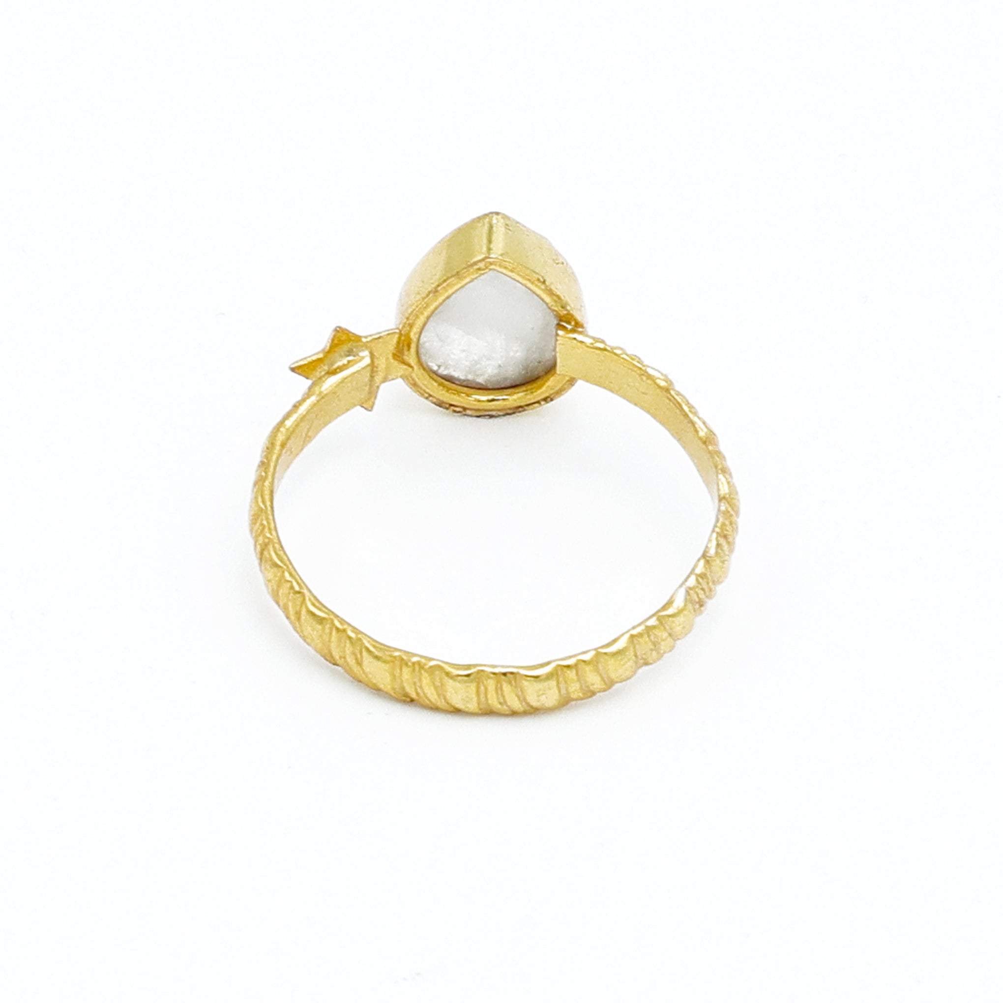 Rainbow Moonstone Pear Ring – Gold-Plated Adjustable Statement Jewelry