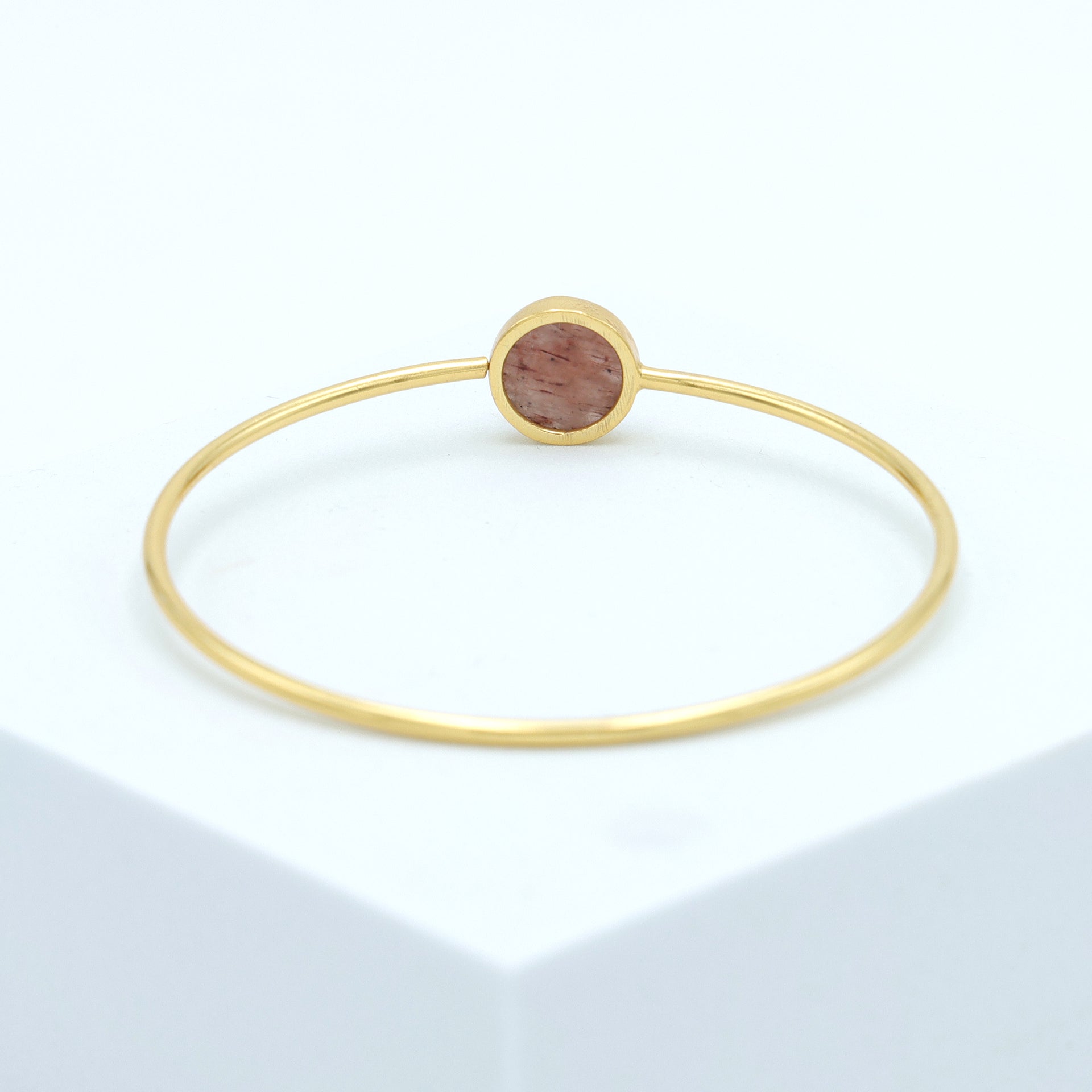 StrawberryQuartzBangleBraceletGoldPlatedBrassBrownCrystalJewelry_5