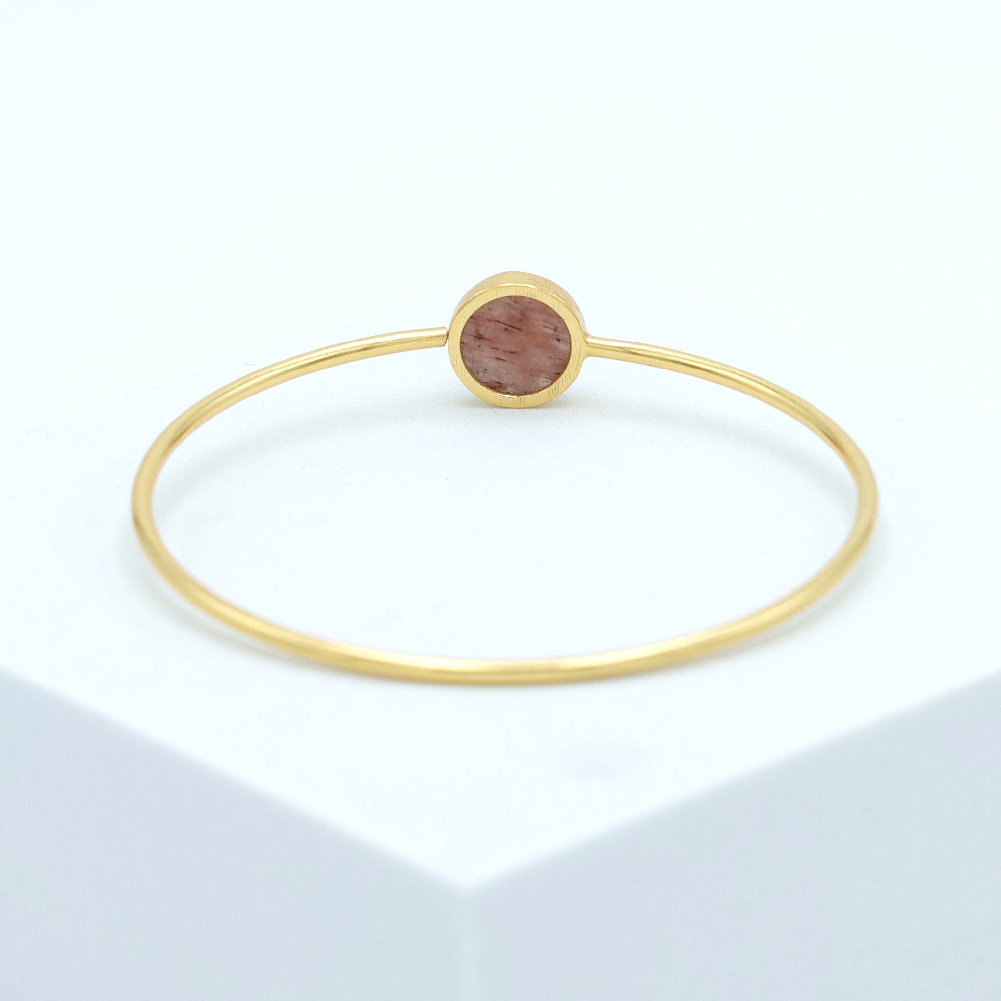 StrawberryQuartzBangleBraceletGoldPlatedBrassBrownCrystalJewelry_5
