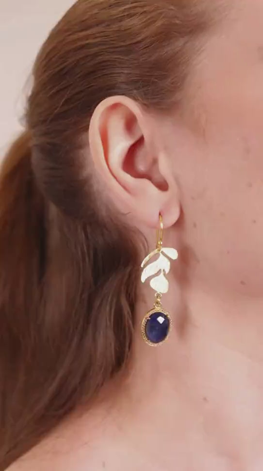 Dua Sodolite CZ Earrings – Handcrafted Gold-Plated Elegant Jewelry for Women