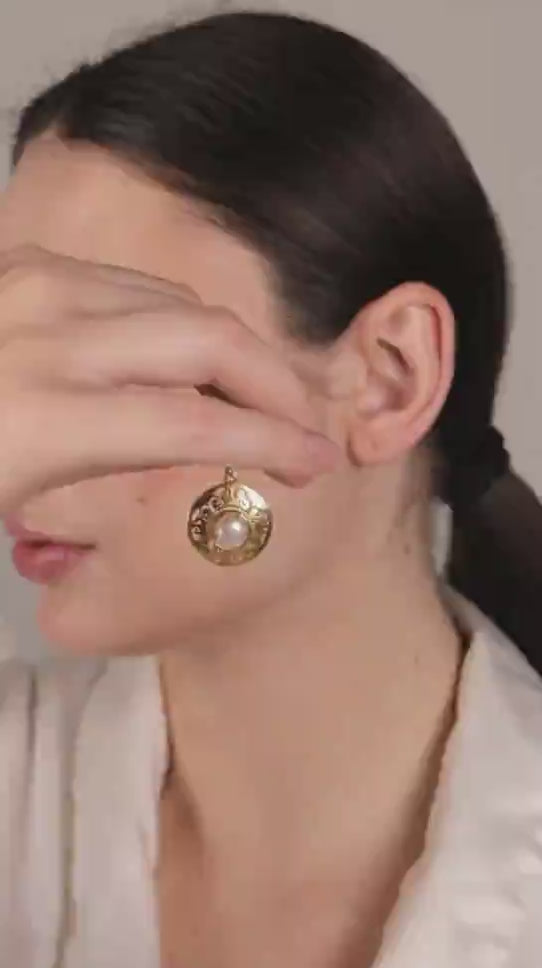Dua Pearl Flower Earrings – Gold-Plated Handcrafted Elegant Jewelry for Women